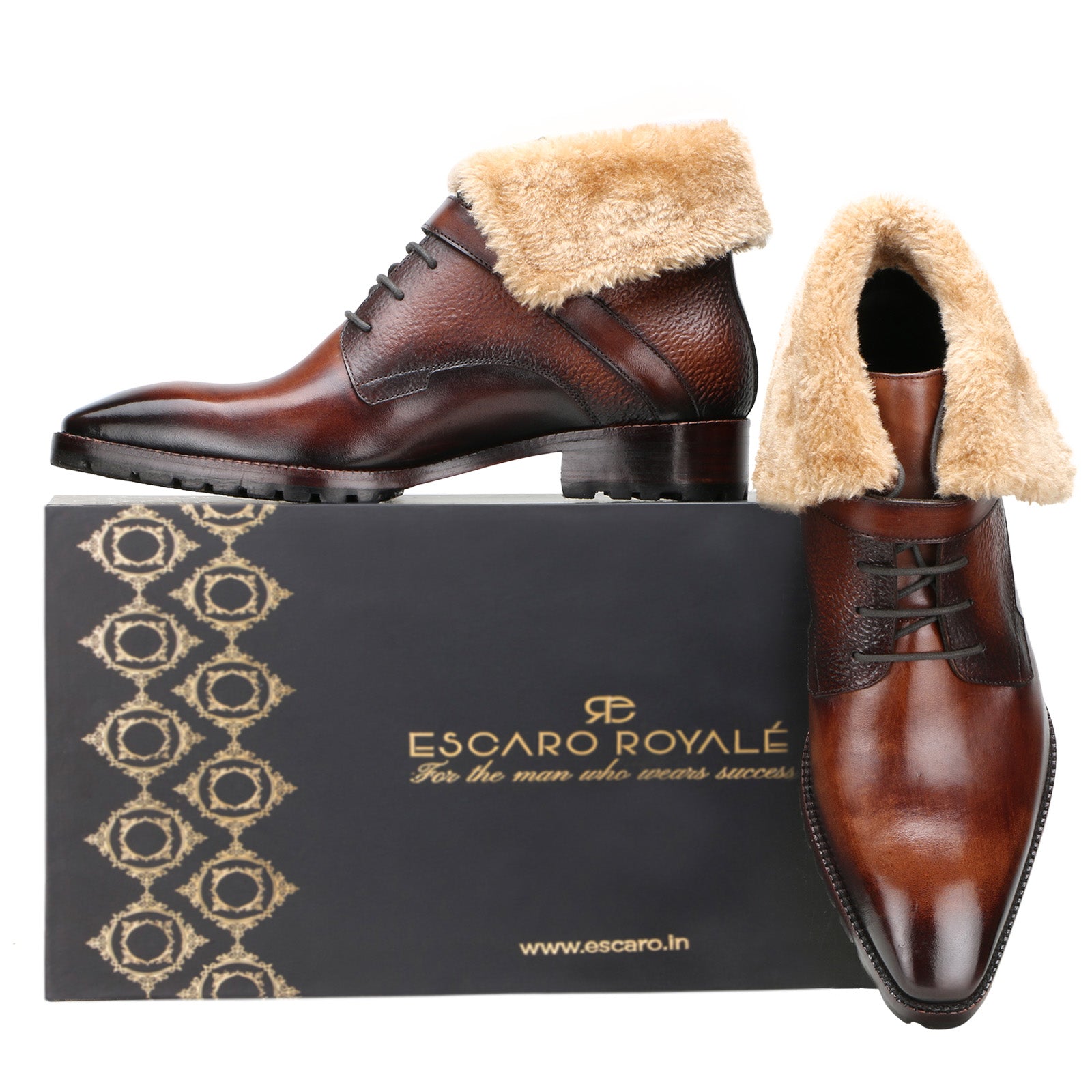 Stalwart Designer Fur Boots in Brown