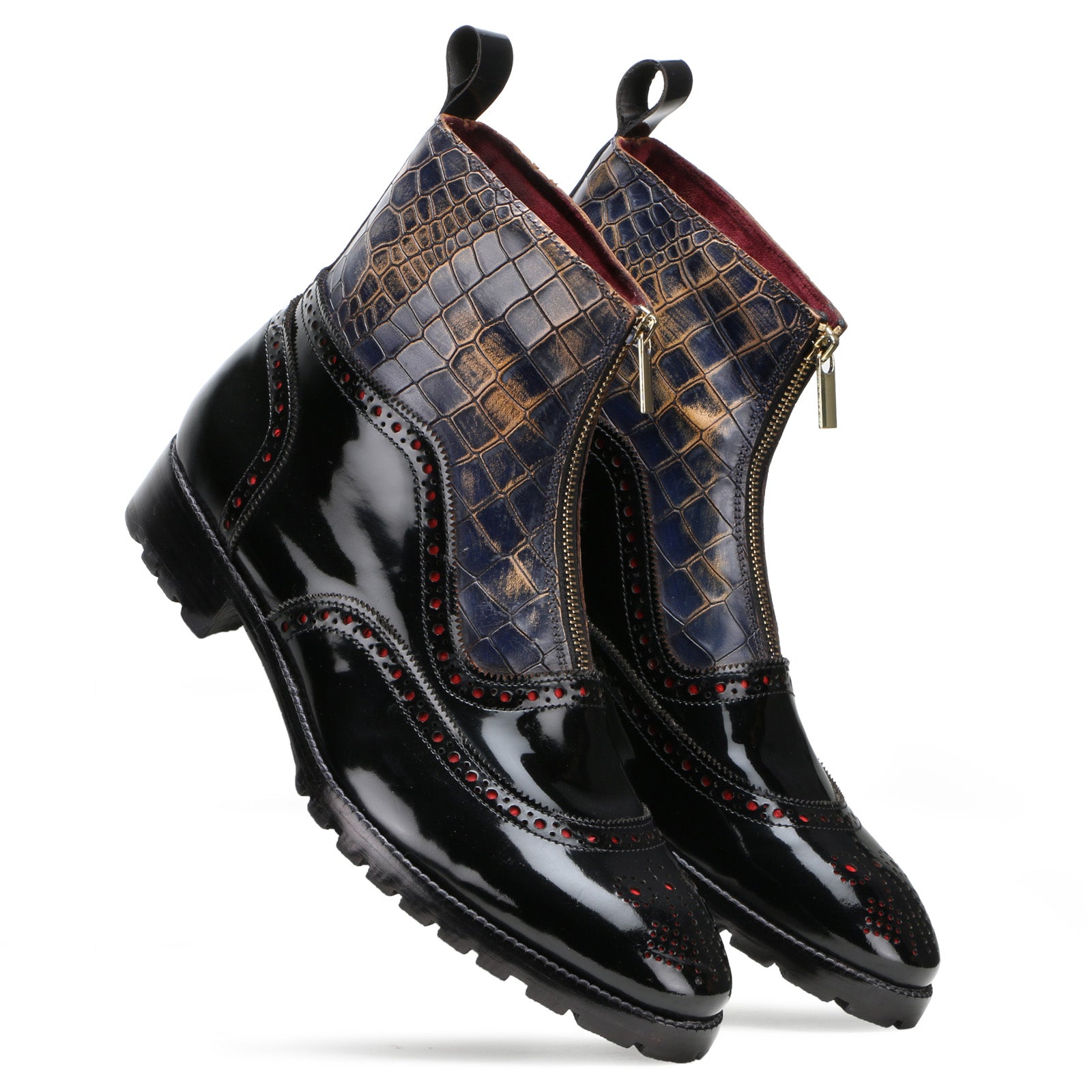 Ripper Designer Zipper Boots in Black