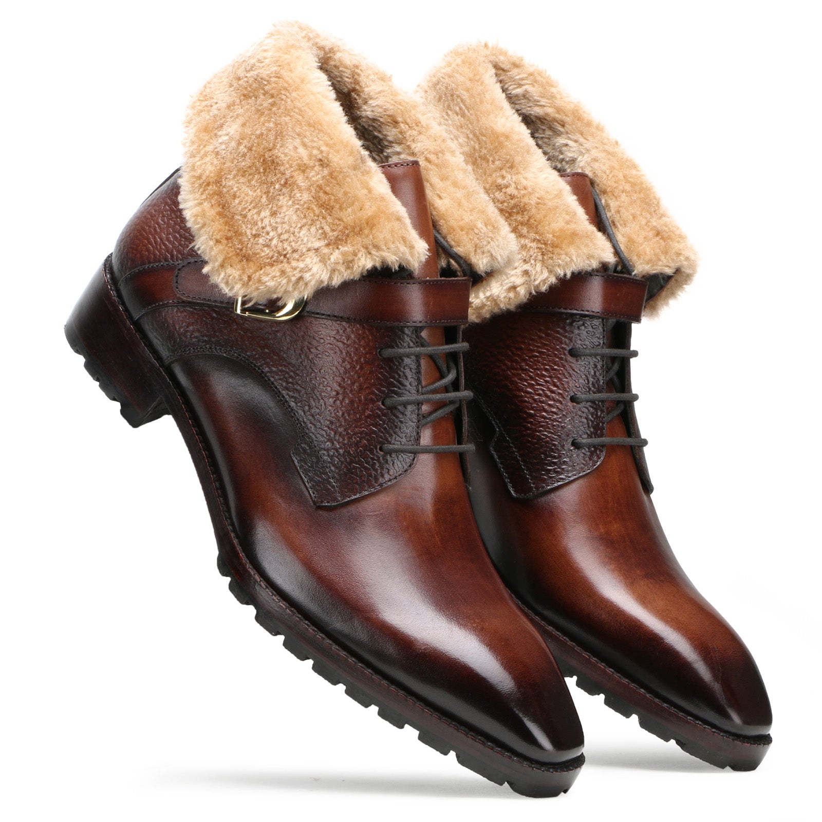 Stalwart Designer Fur Boots in Brown