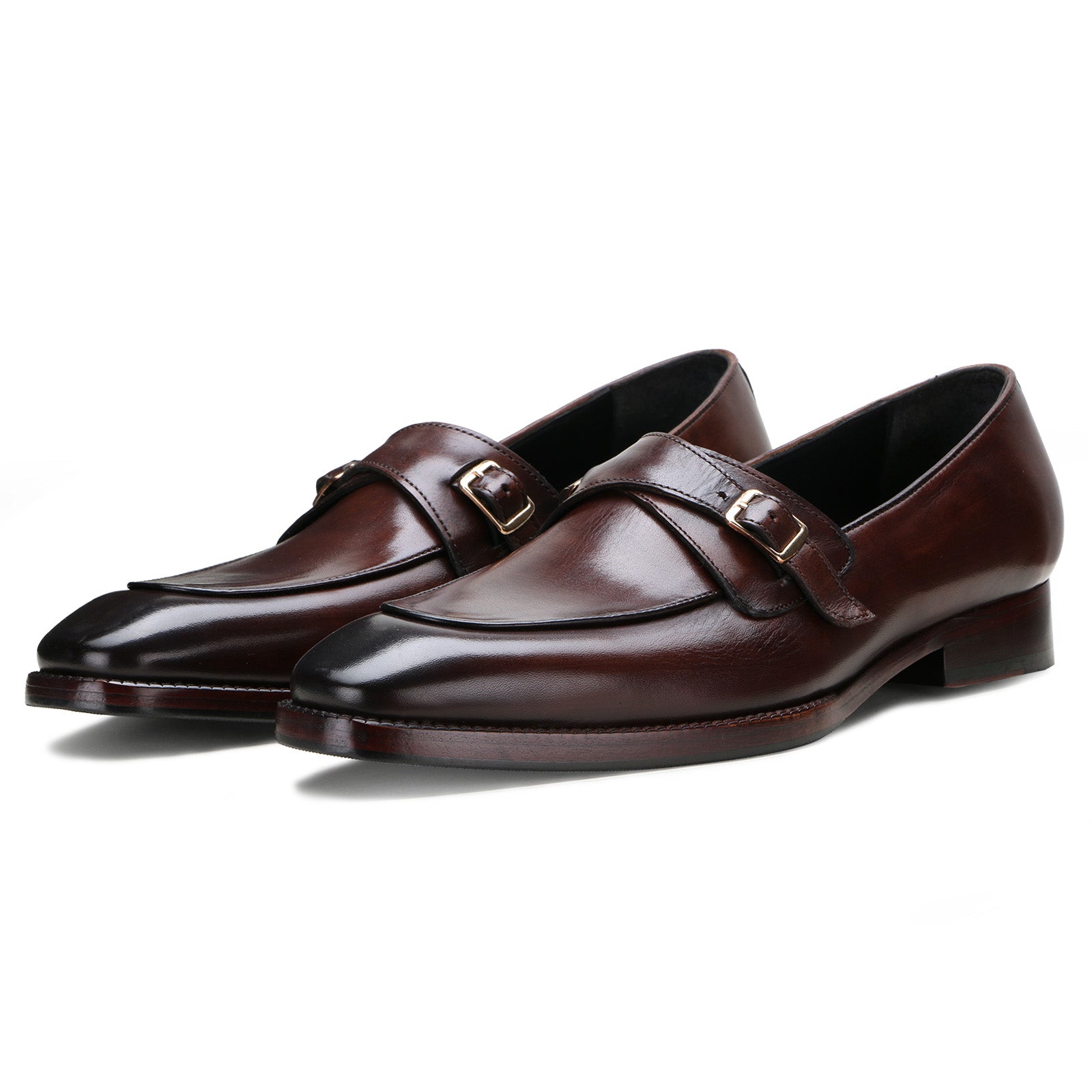 Luxeon Cross-Buckled Loafers in Brown