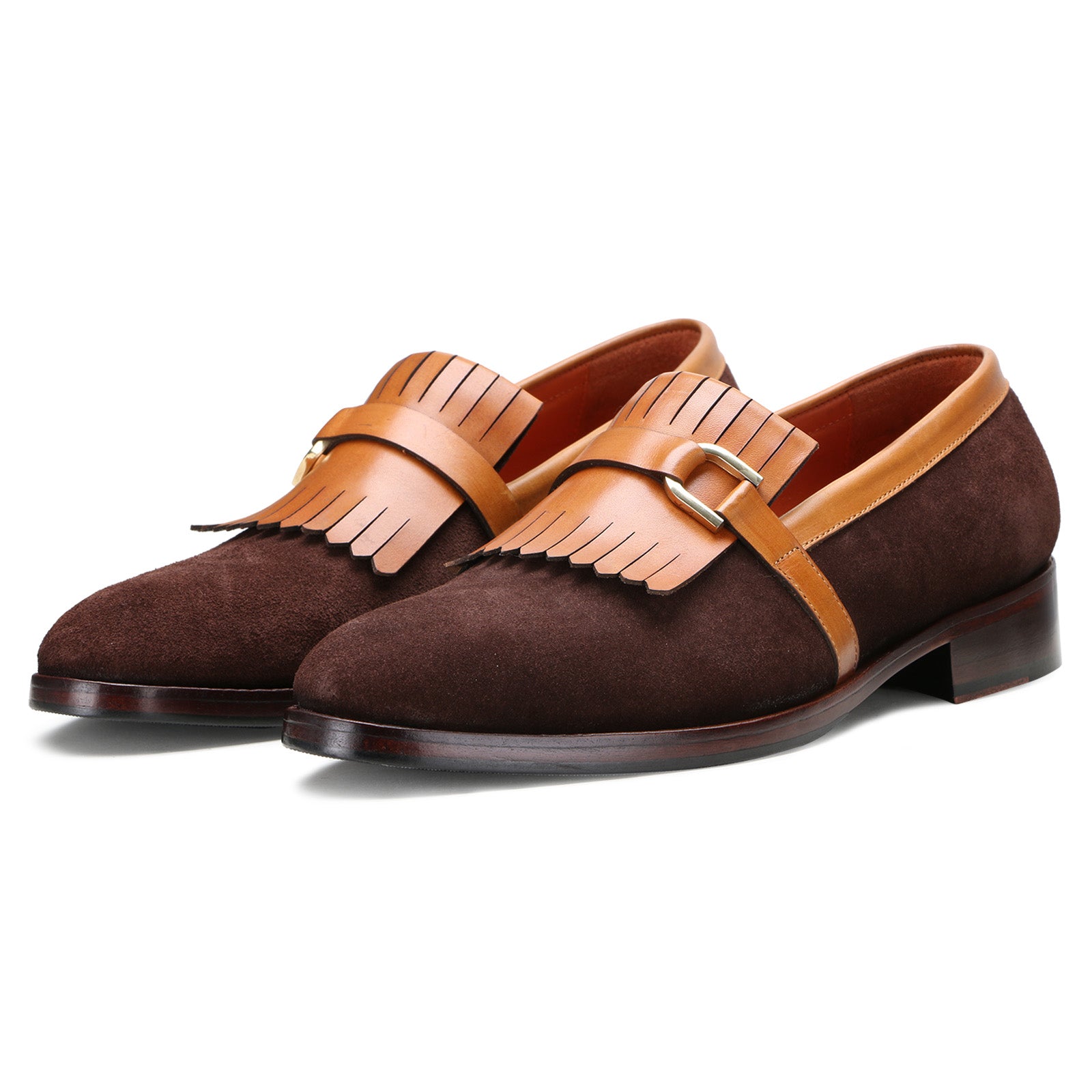 Madison Kiltie Loafers in Brown Suede