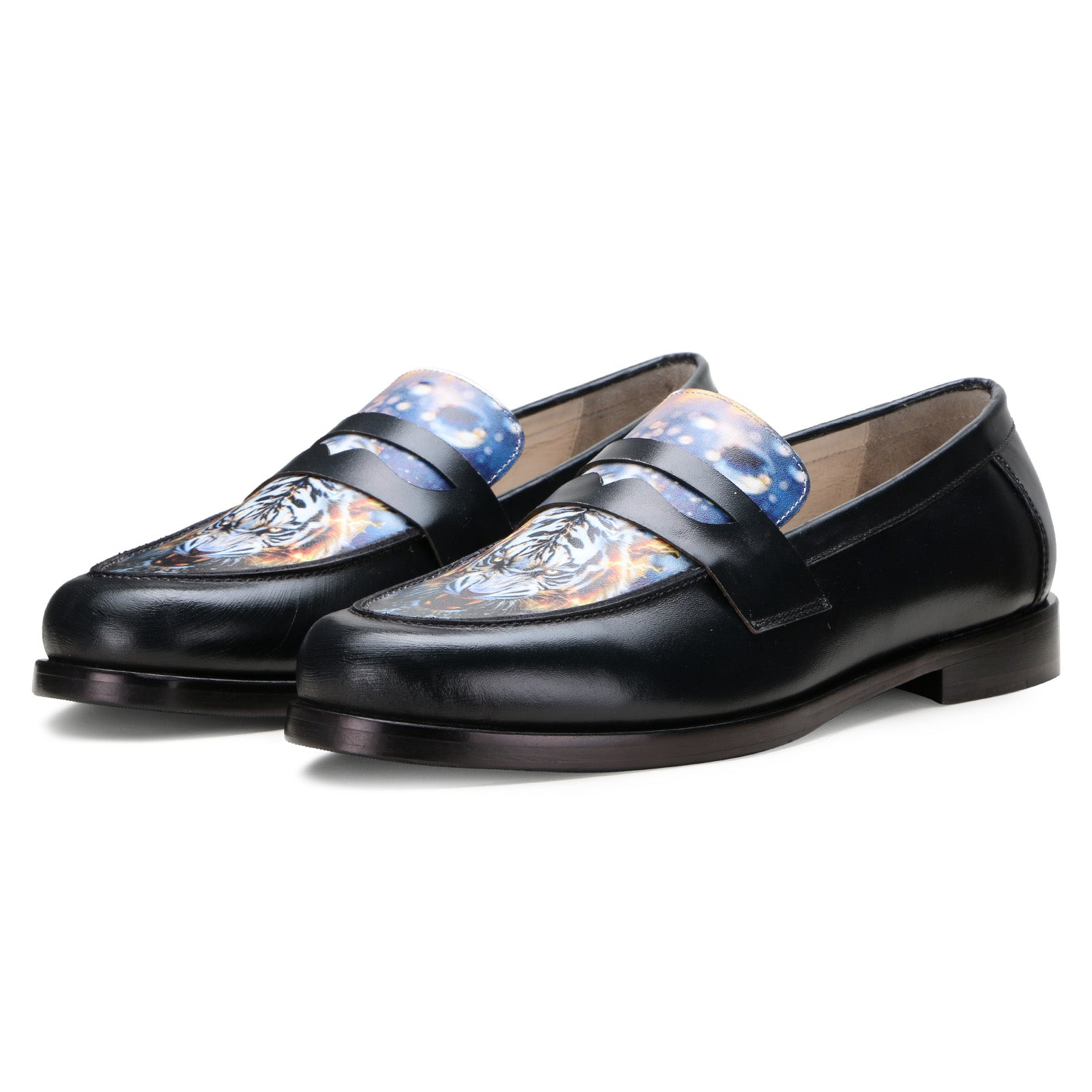 Tigris Printed Loafers in Black