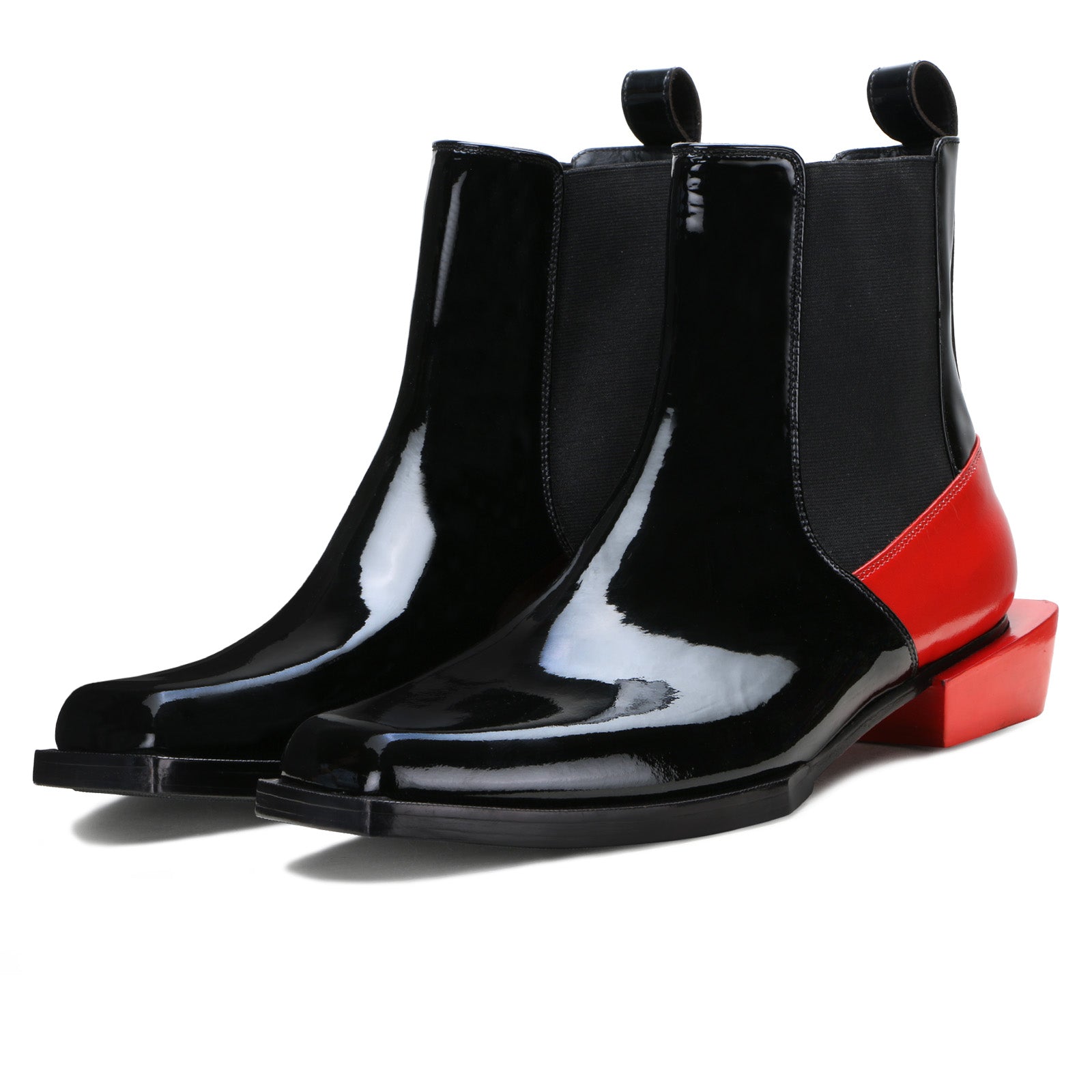 Blackridge Chelsea Boots in Black with Red Heel