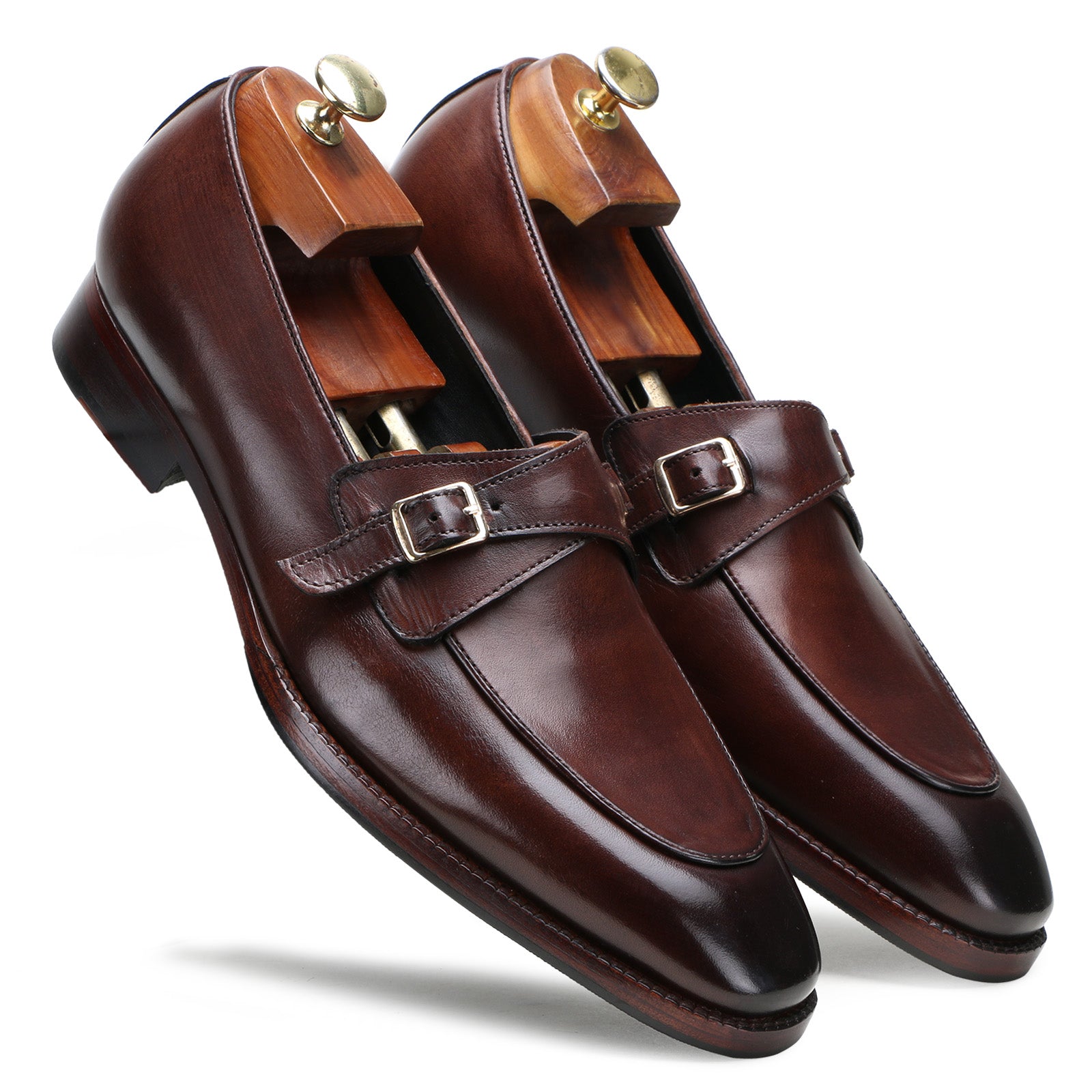 Luxeon Cross-Buckled Loafers in Brown