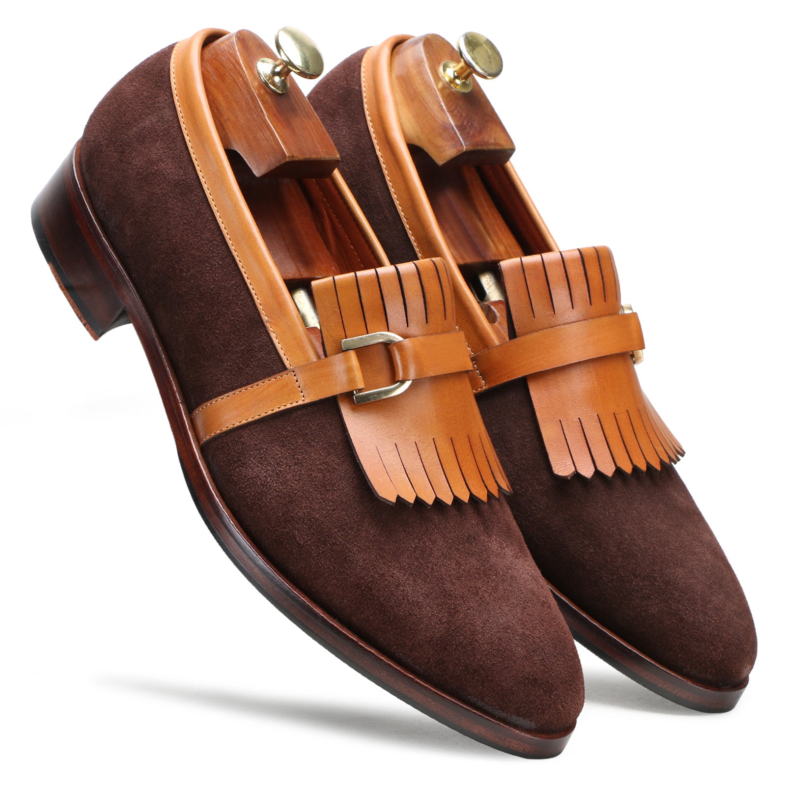 Madison Kiltie Loafers in Brown Suede