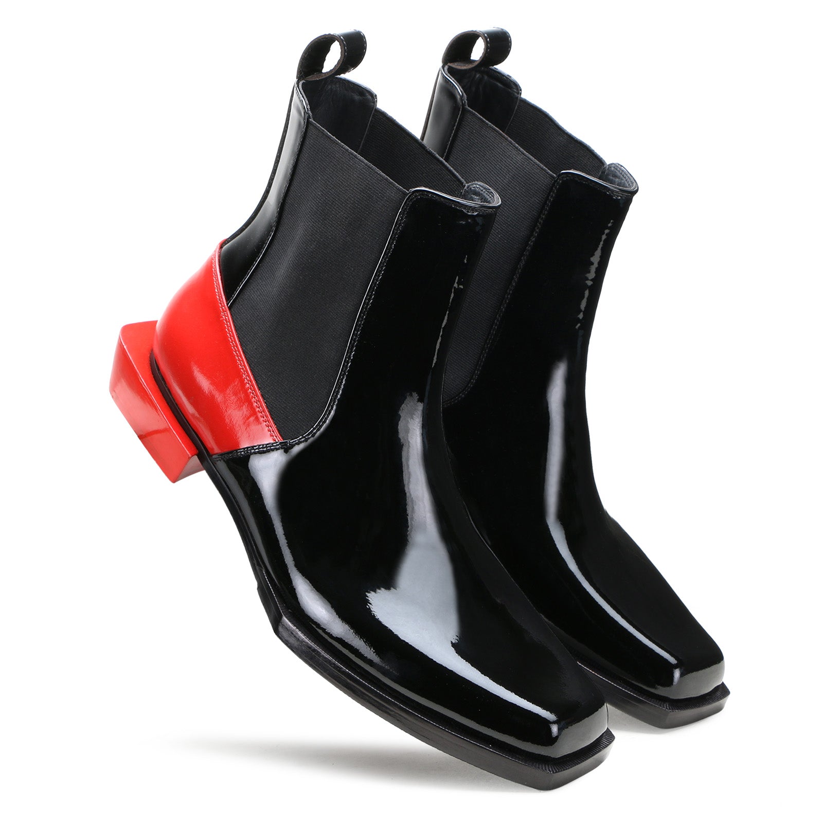 Blackridge Chelsea Boots in Black with Red Heel