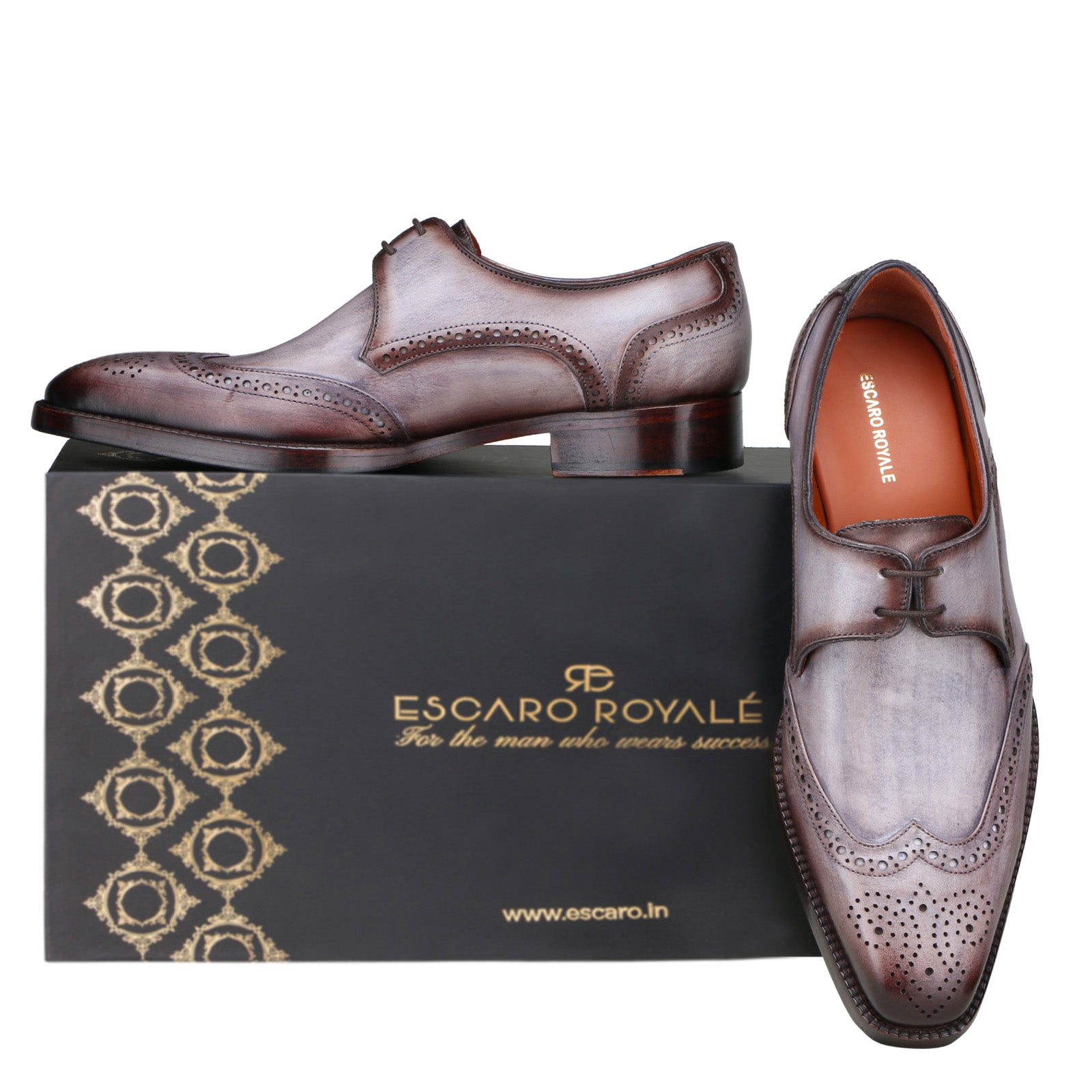 Aurum Designer Wingtip Derby in Gray