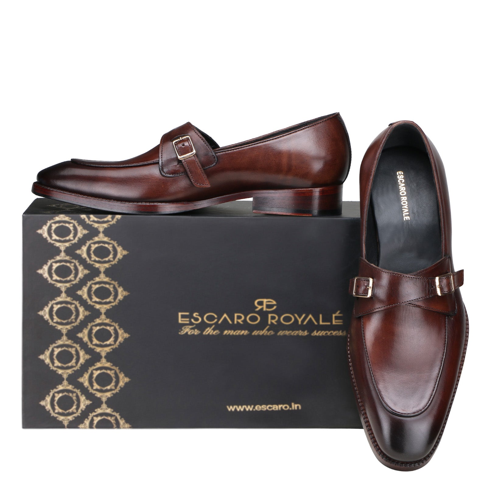 Luxeon Cross-Buckled Loafers in Brown