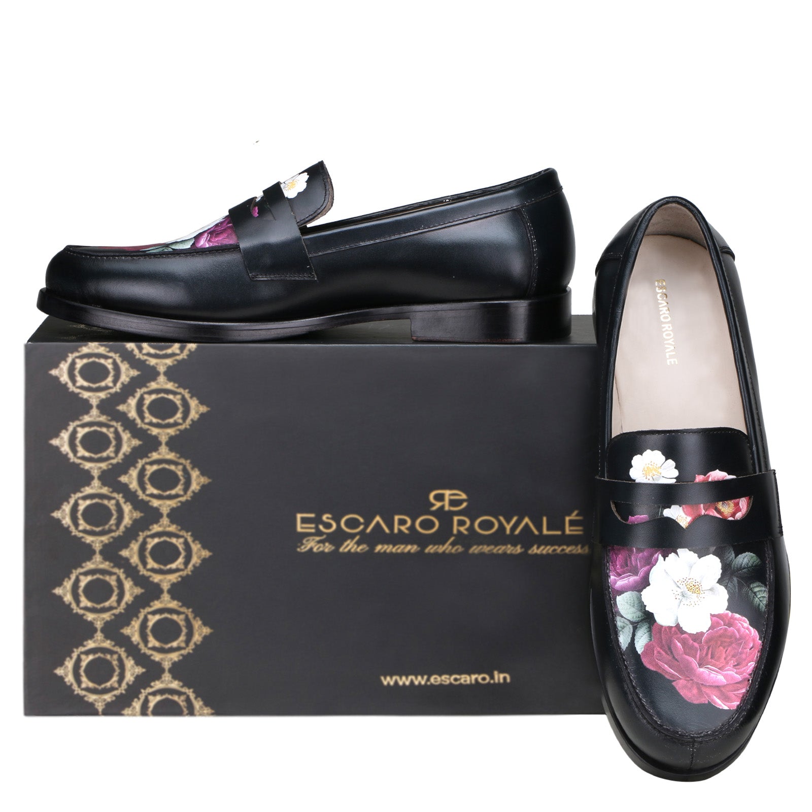 Floral Printed Loafers in Black