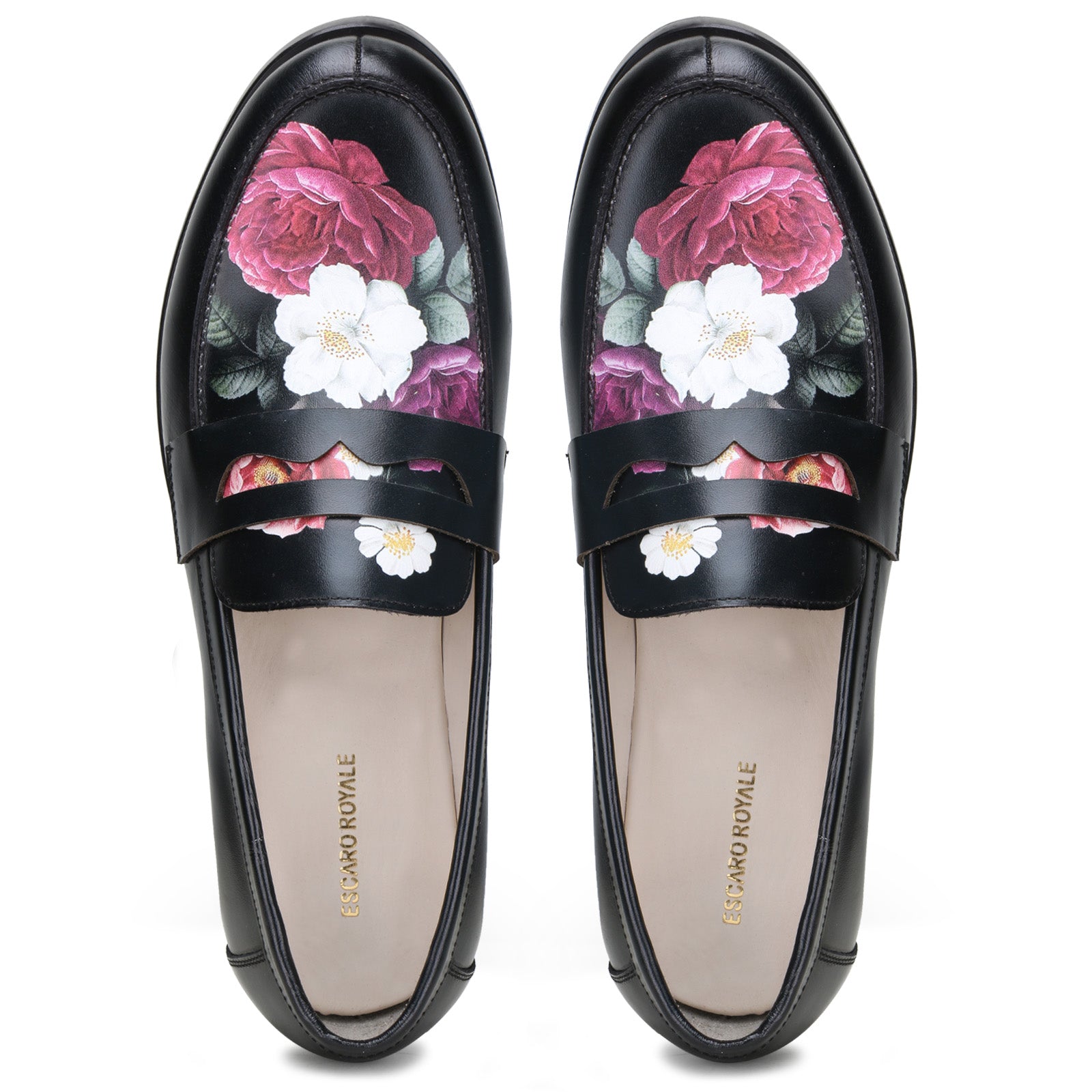 Floral Printed Loafers in Black
