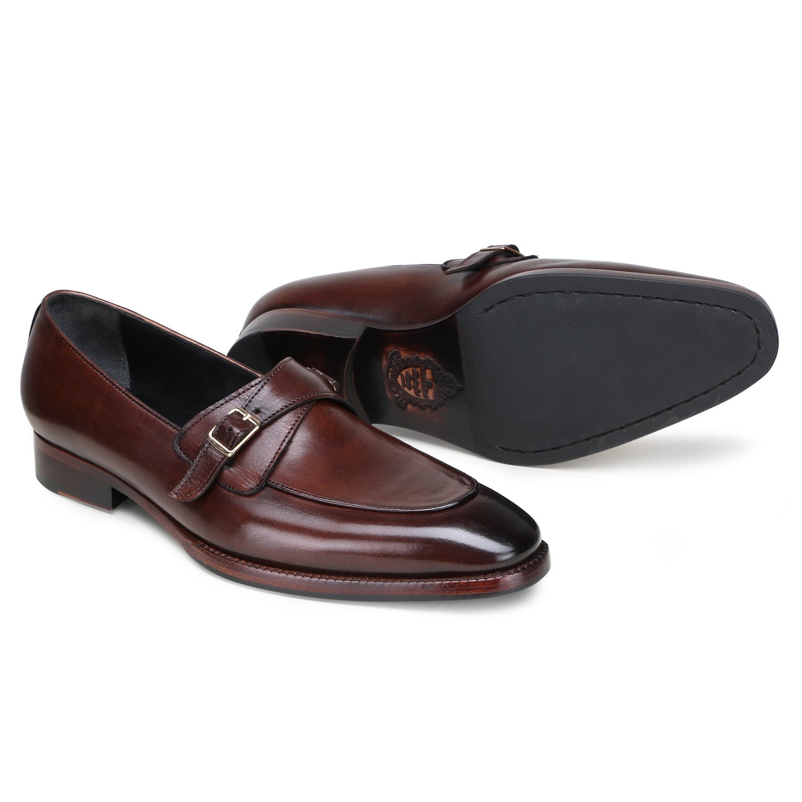 Luxeon Cross-Buckled Loafers in Brown