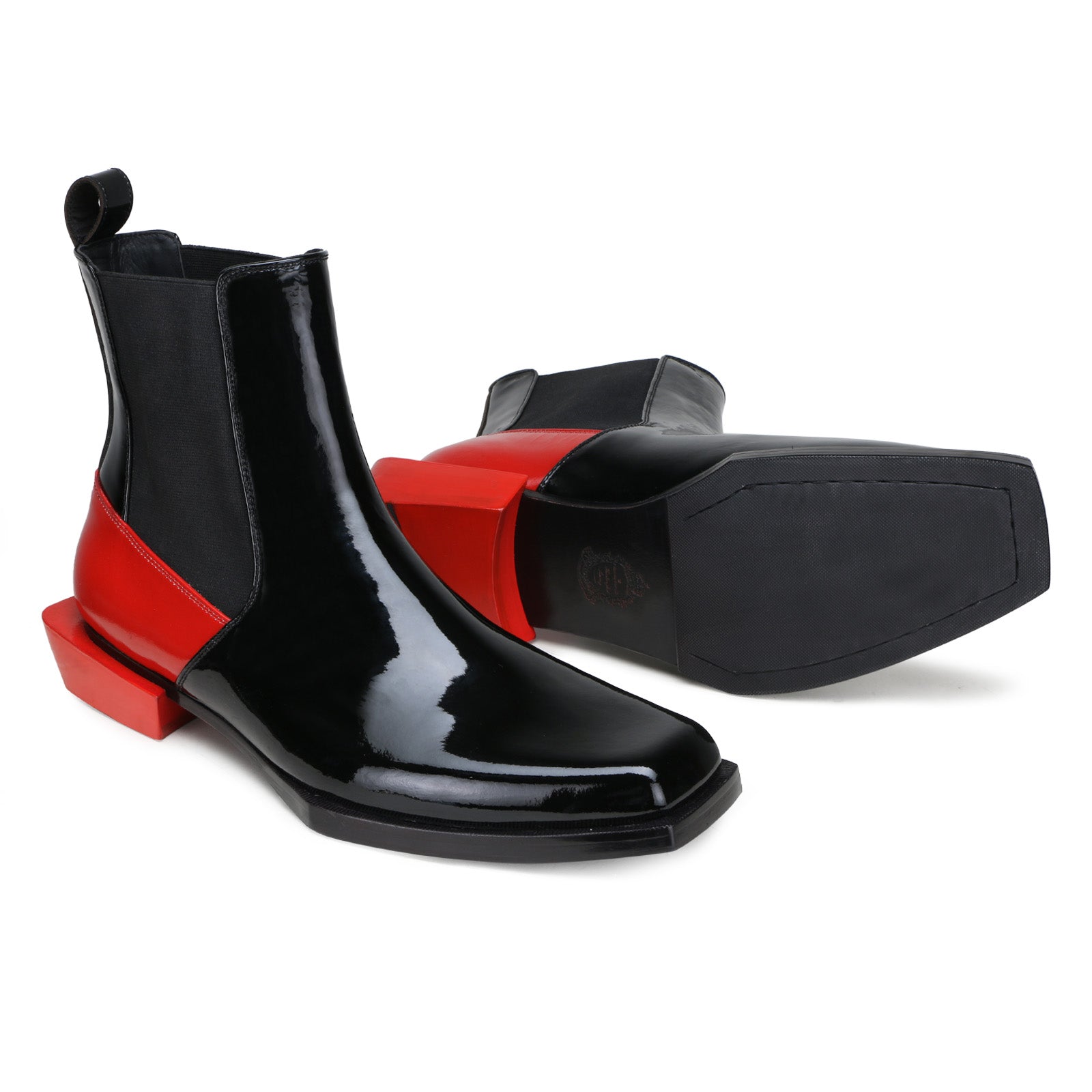 Blackridge Chelsea Boots in Black with Red Heel