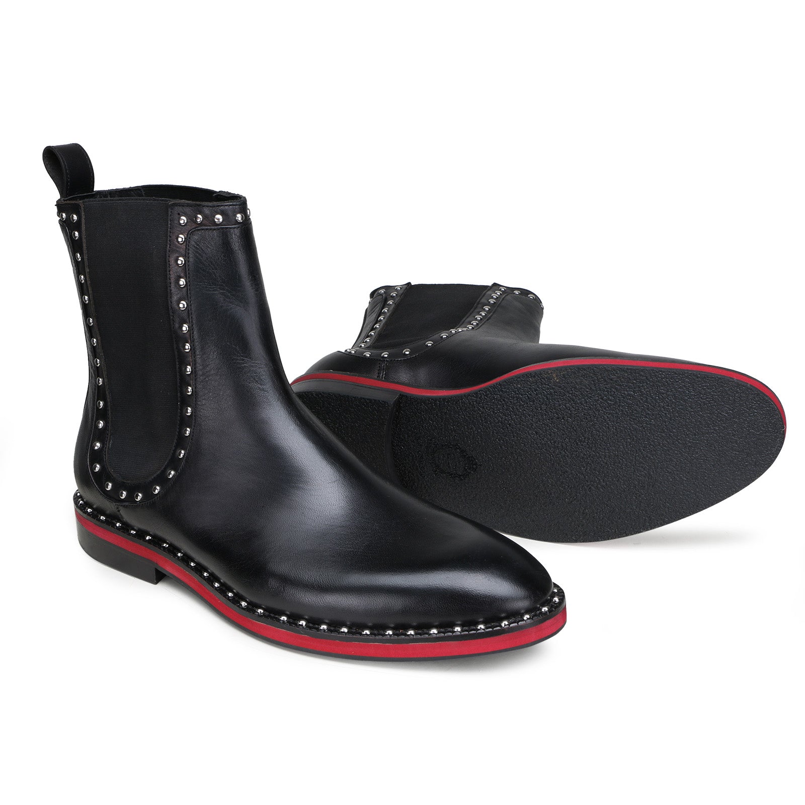 Vance Studded Chelsea Boots in Black