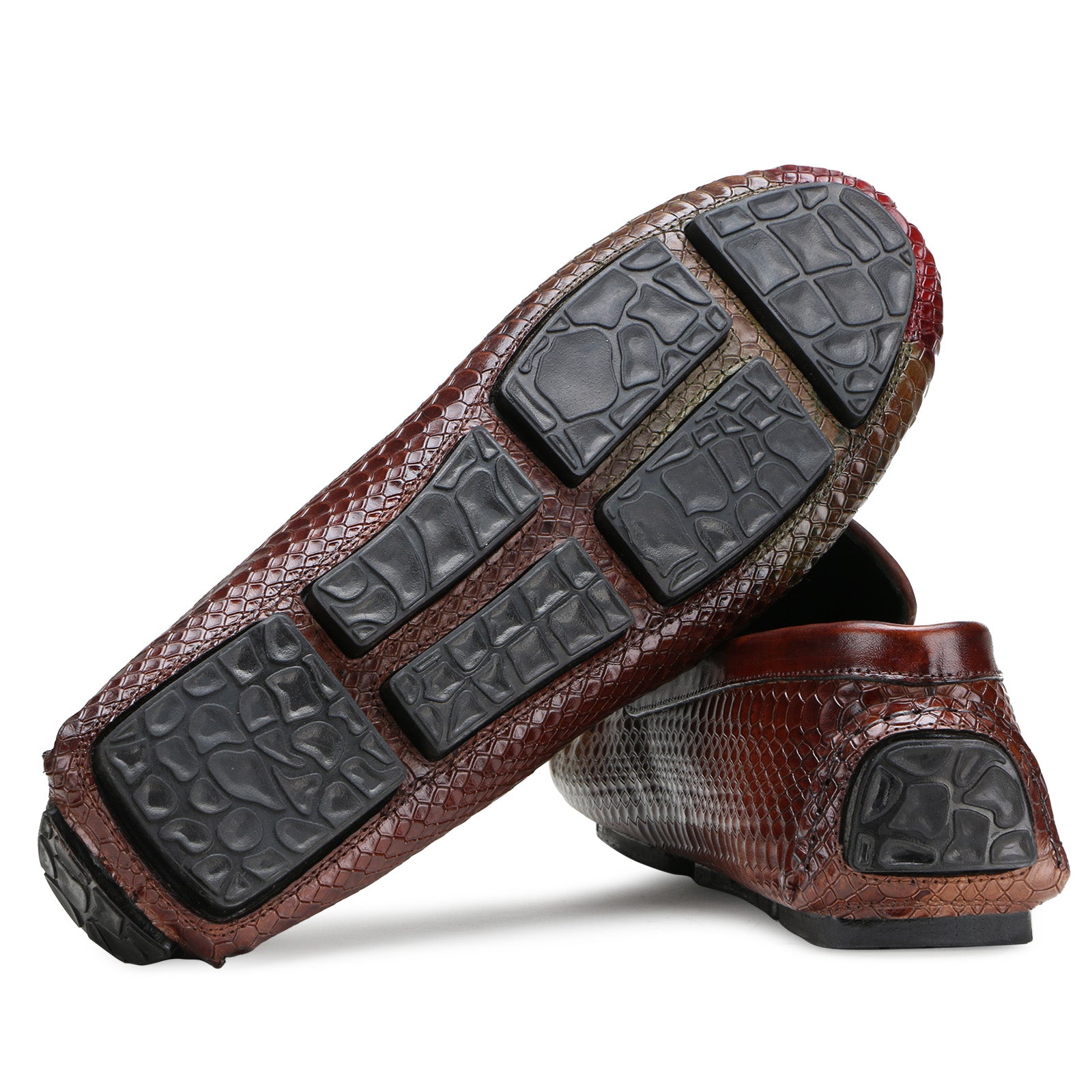 Piton Driver Loafers in Ombre Olive