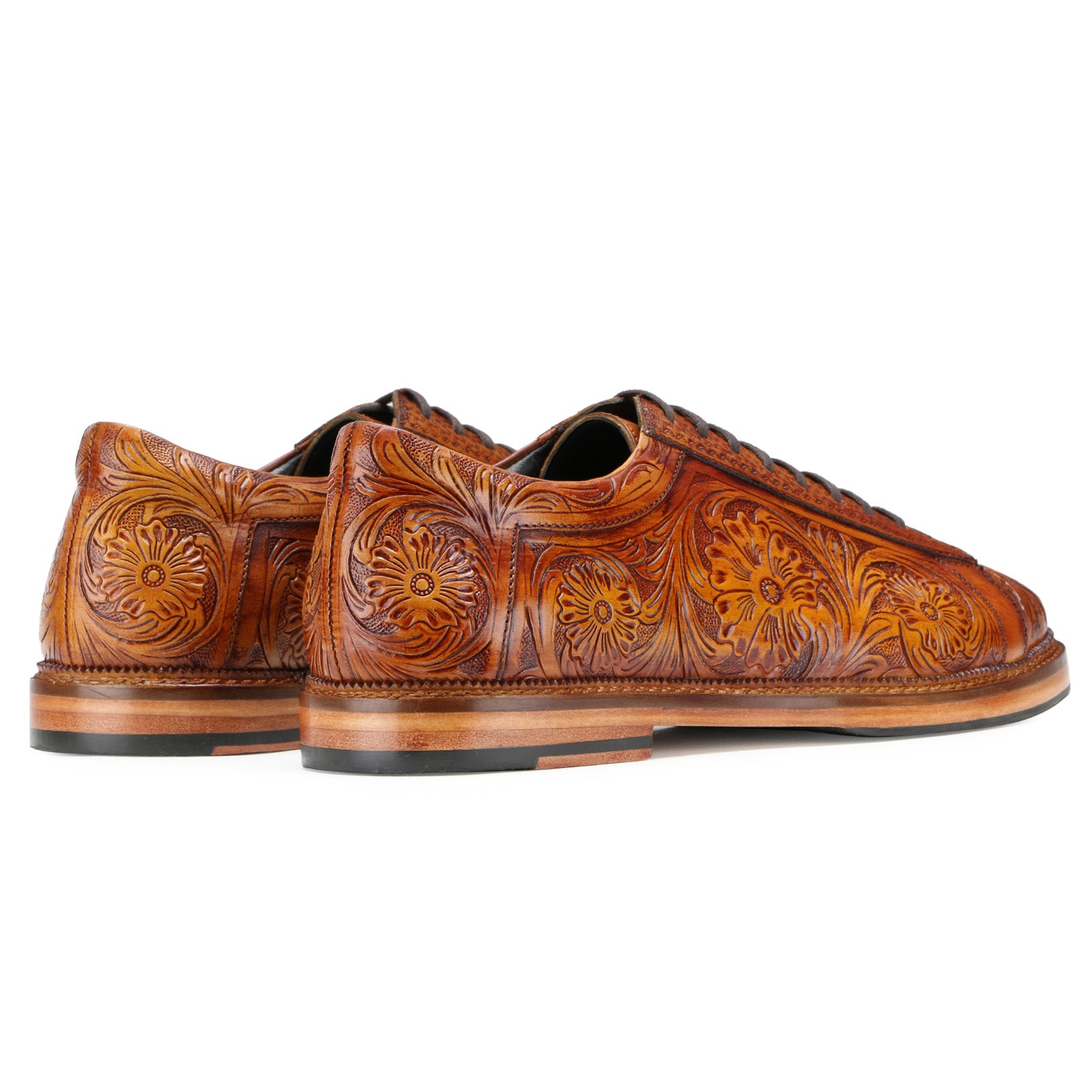 Strumento Handtooled Derby Shoes in Tan