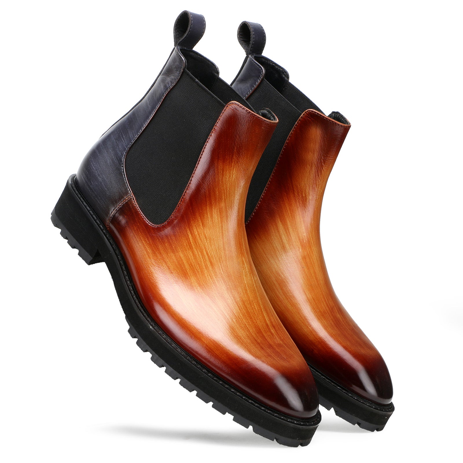 Marrone Chelsea Boots In Tan-Blue