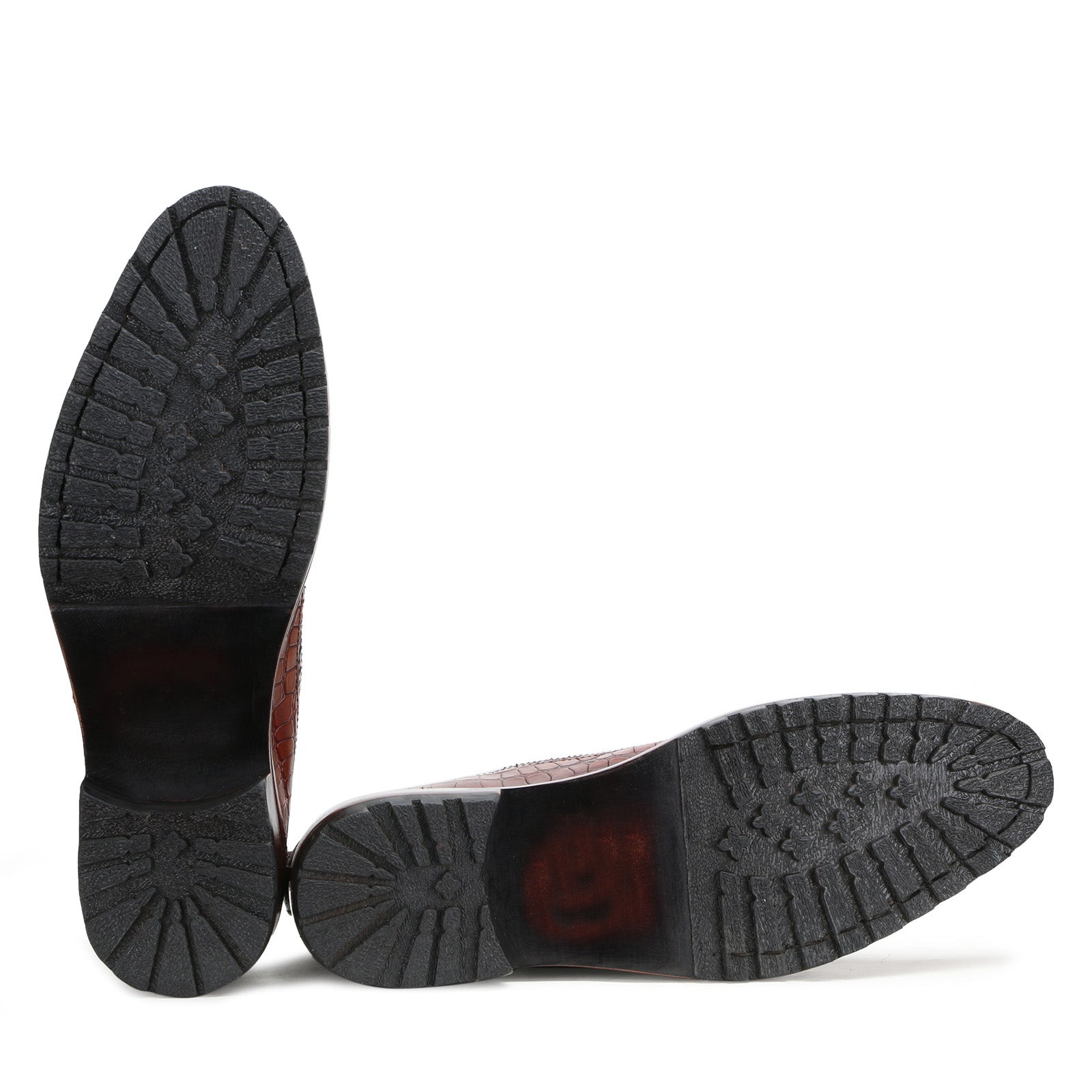 Enigma Toecap Laceup Boots with Buckles in Brown-Tan