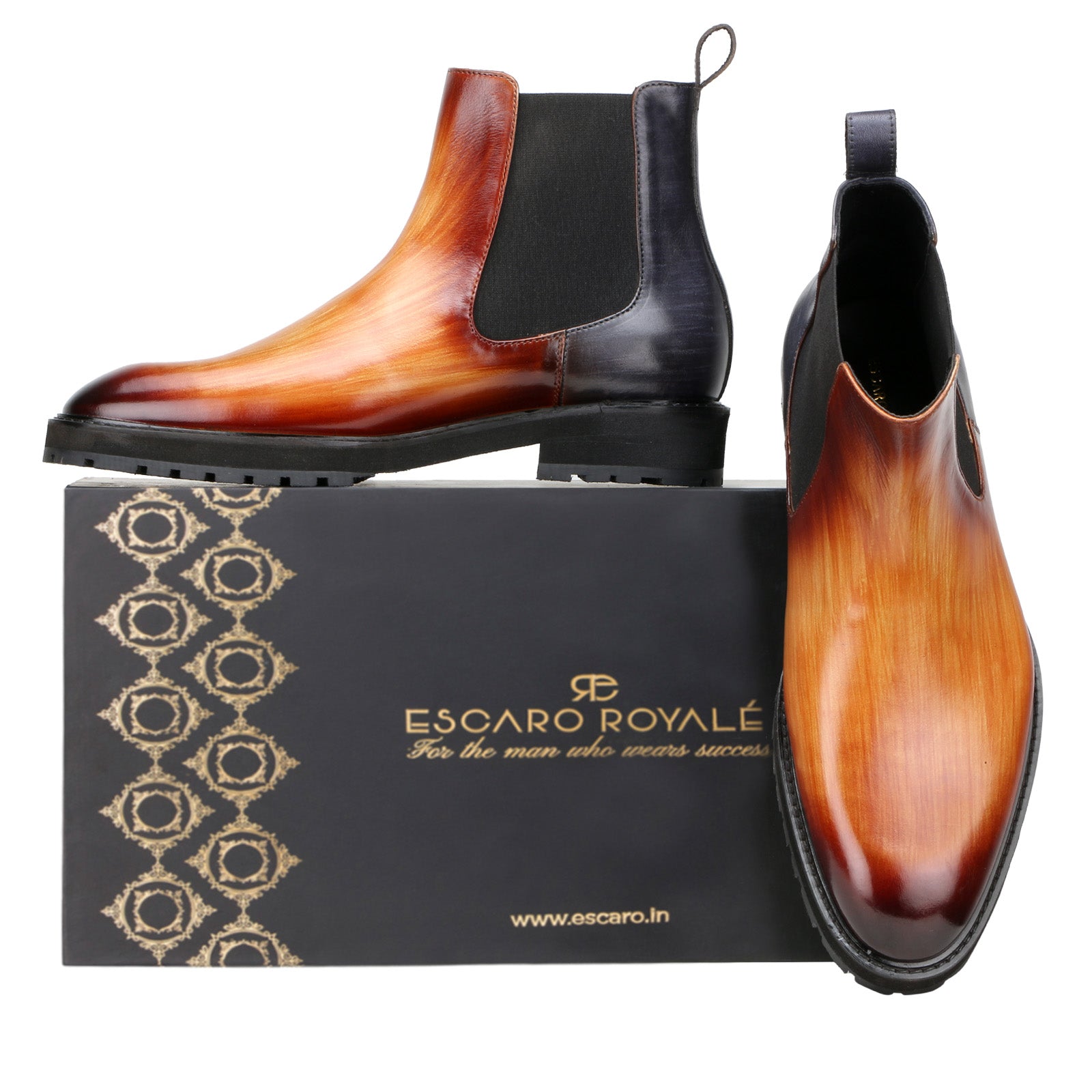 Marrone Chelsea Boots In Tan-Blue