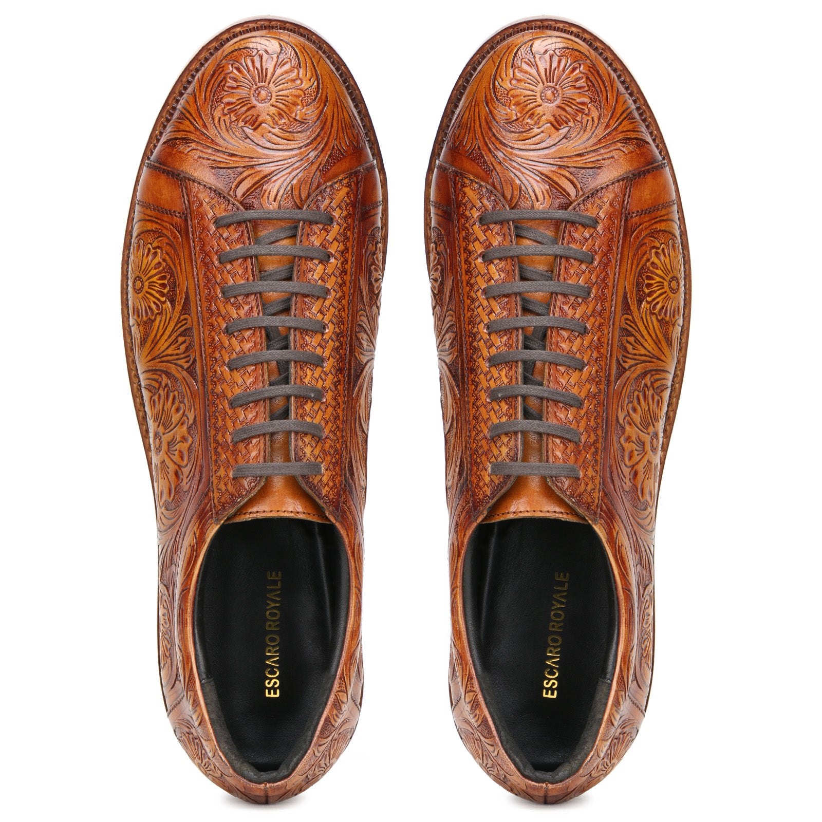 Strumento Handtooled Derby Shoes in Tan