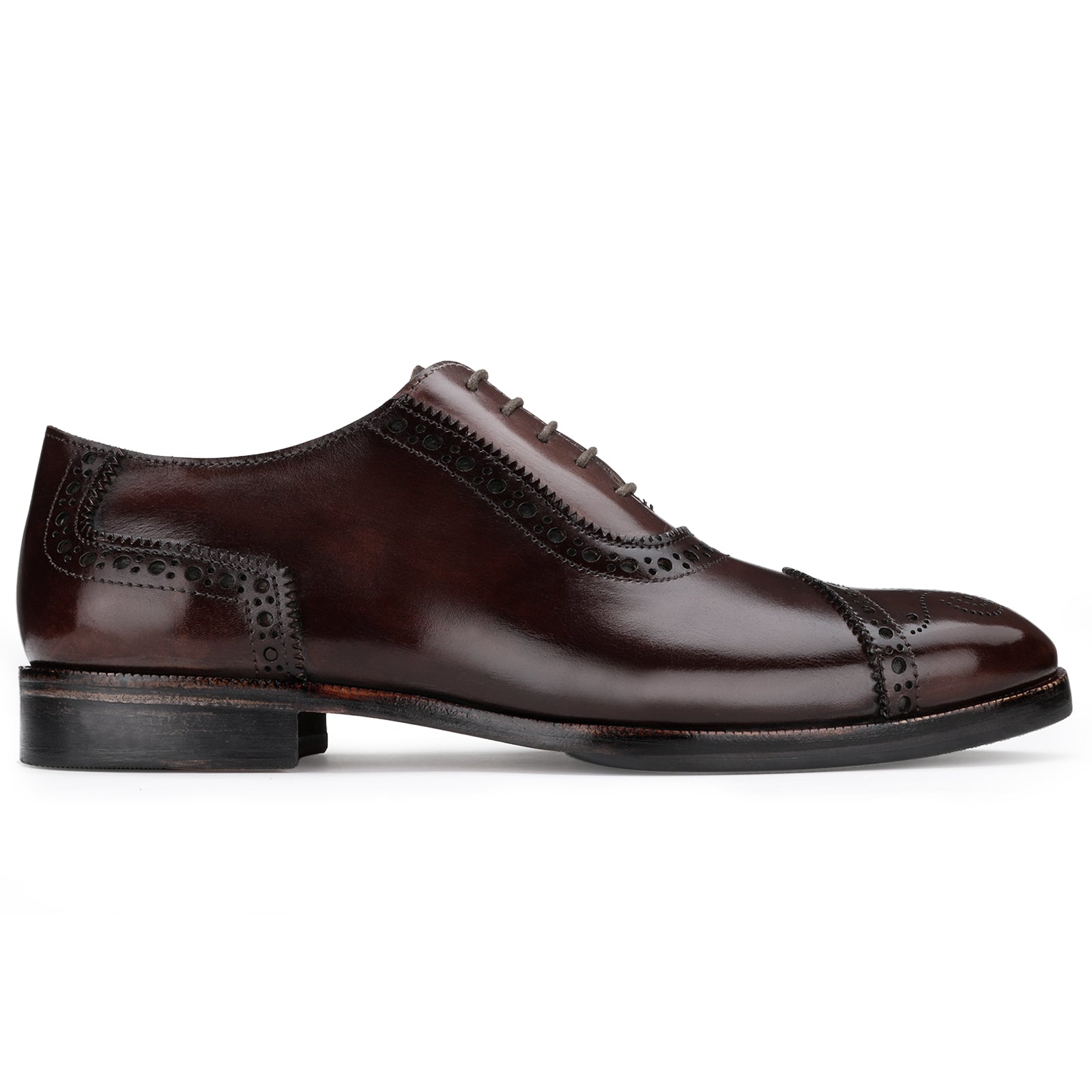 The Livingstone Medallion Toe Oxford in Dark Brown
