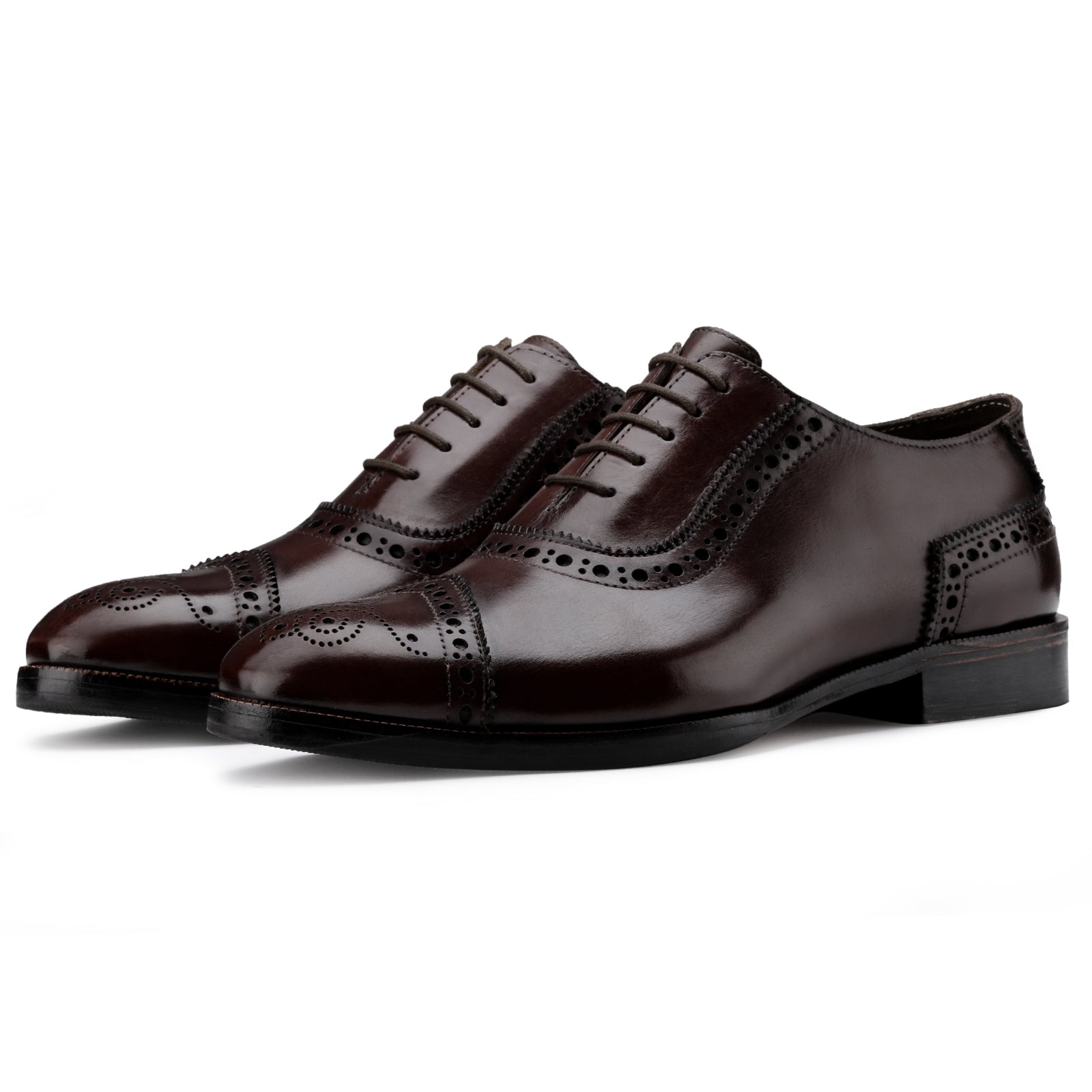 The Livingstone Medallion Toe Oxford in Dark Brown