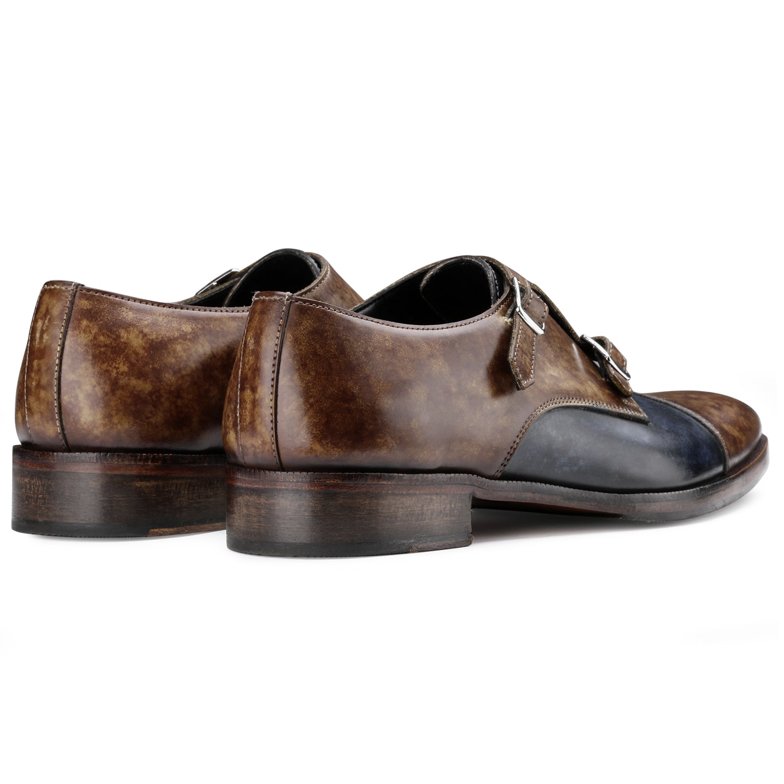The Pizzaro Designer Double Monk in Blue Tan