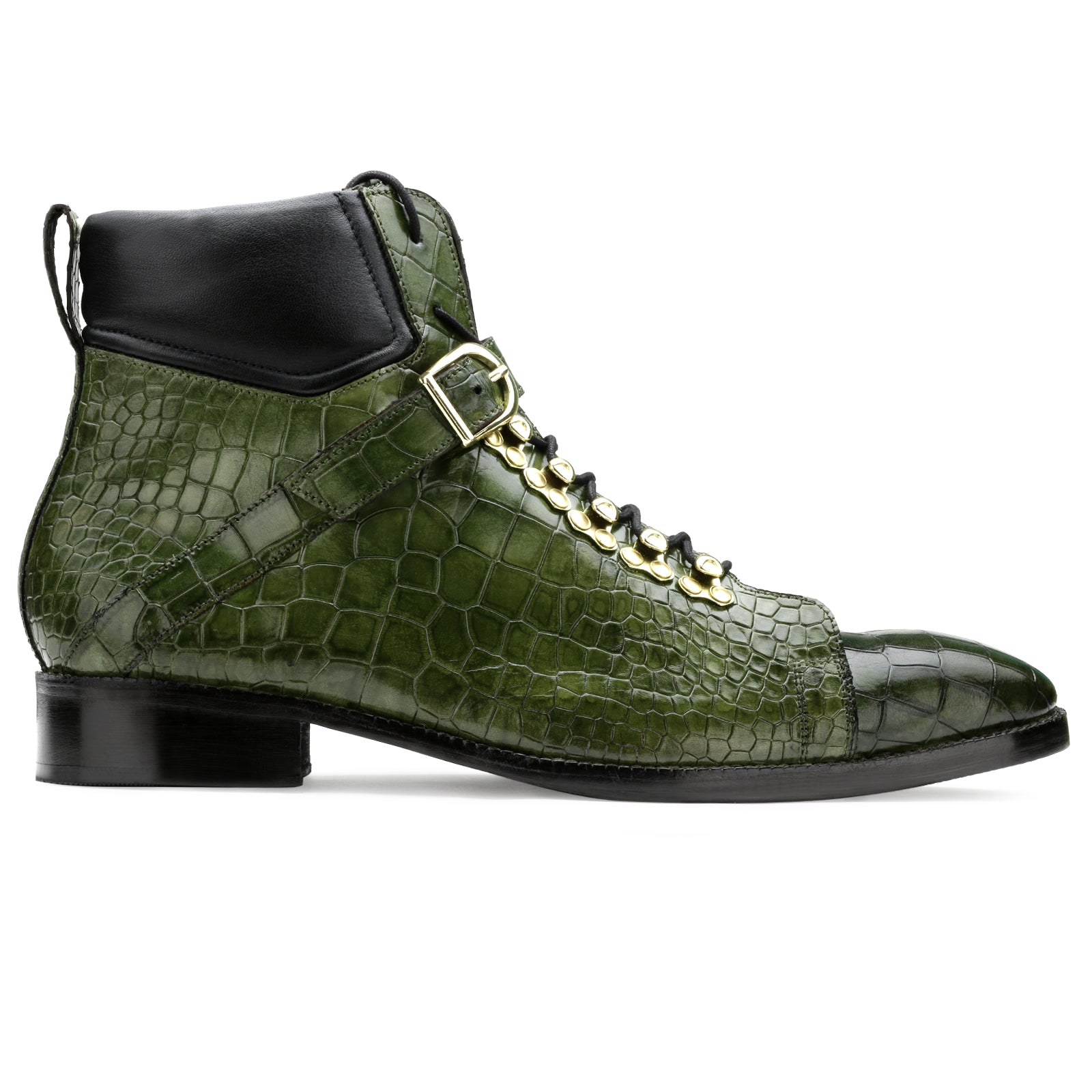 Faris Ankle Boots Deep Olive Green Patina