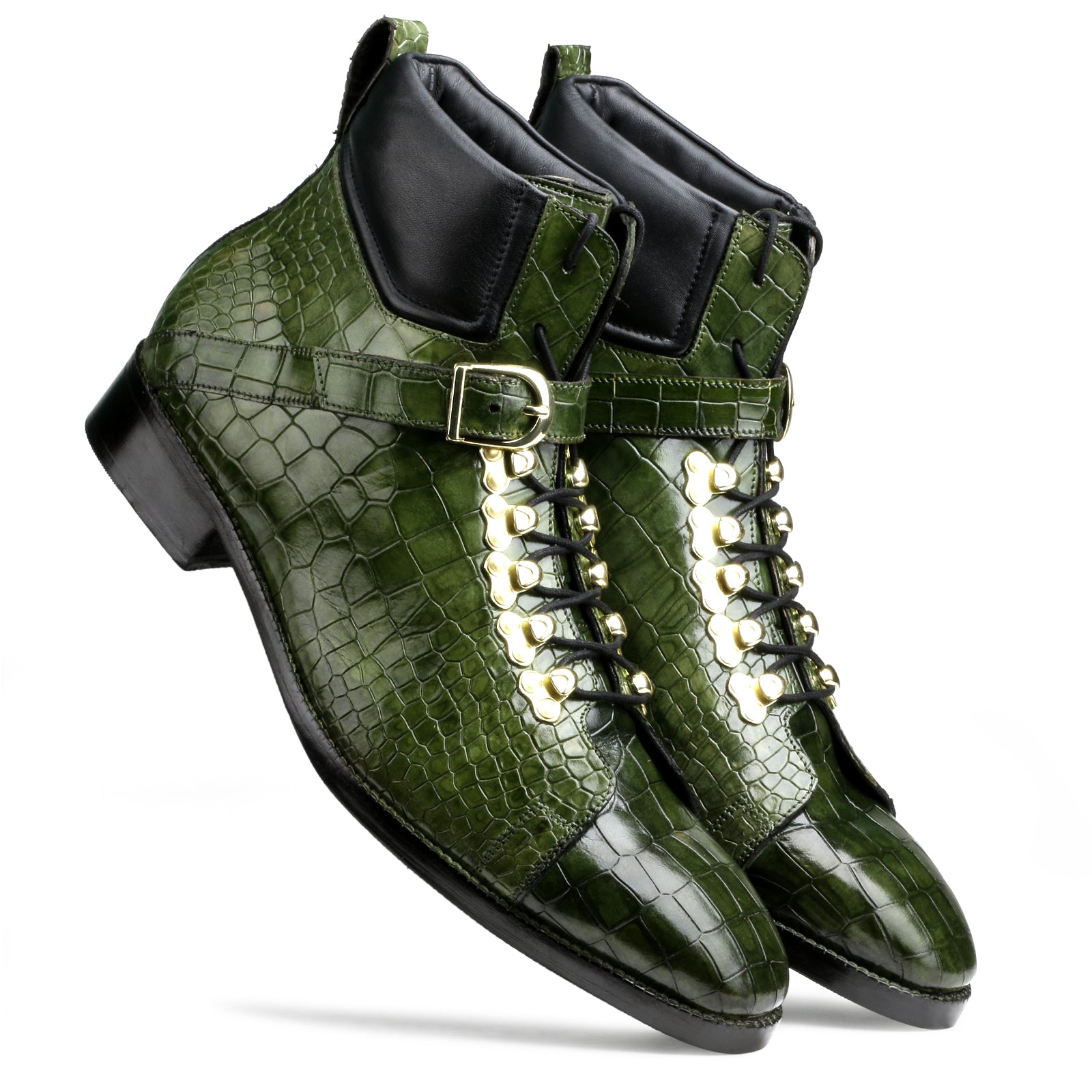 Faris Ankle Boots Deep Olive Green Patina
