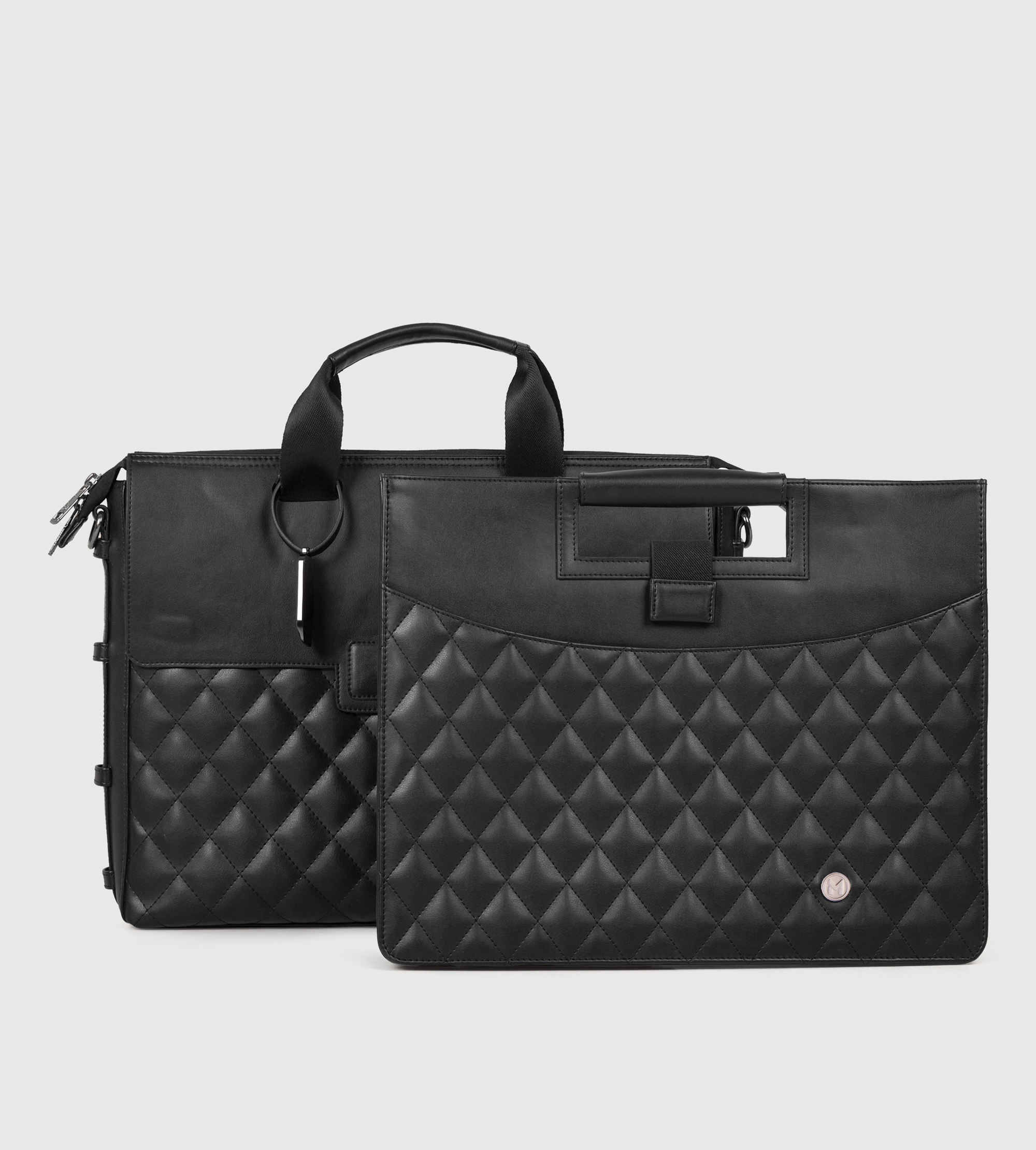 Noir Laptop Bag with Detachable Laptop Sleeve- Black