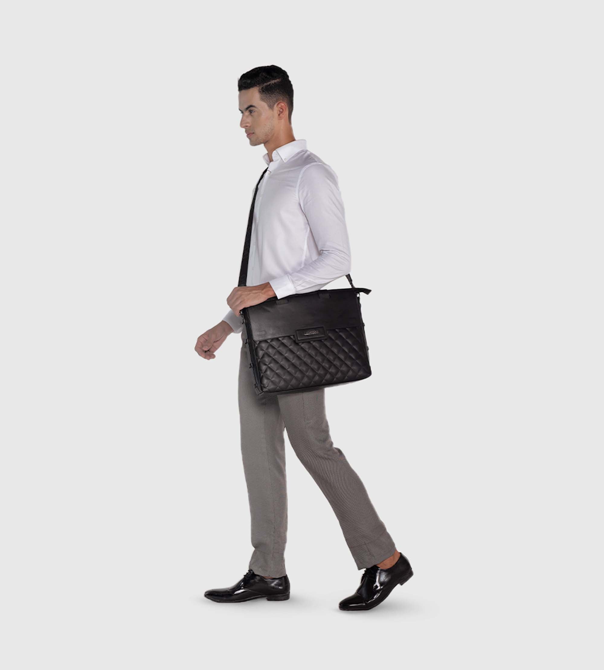 Noir Laptop Bag with Detachable Laptop Sleeve- Black