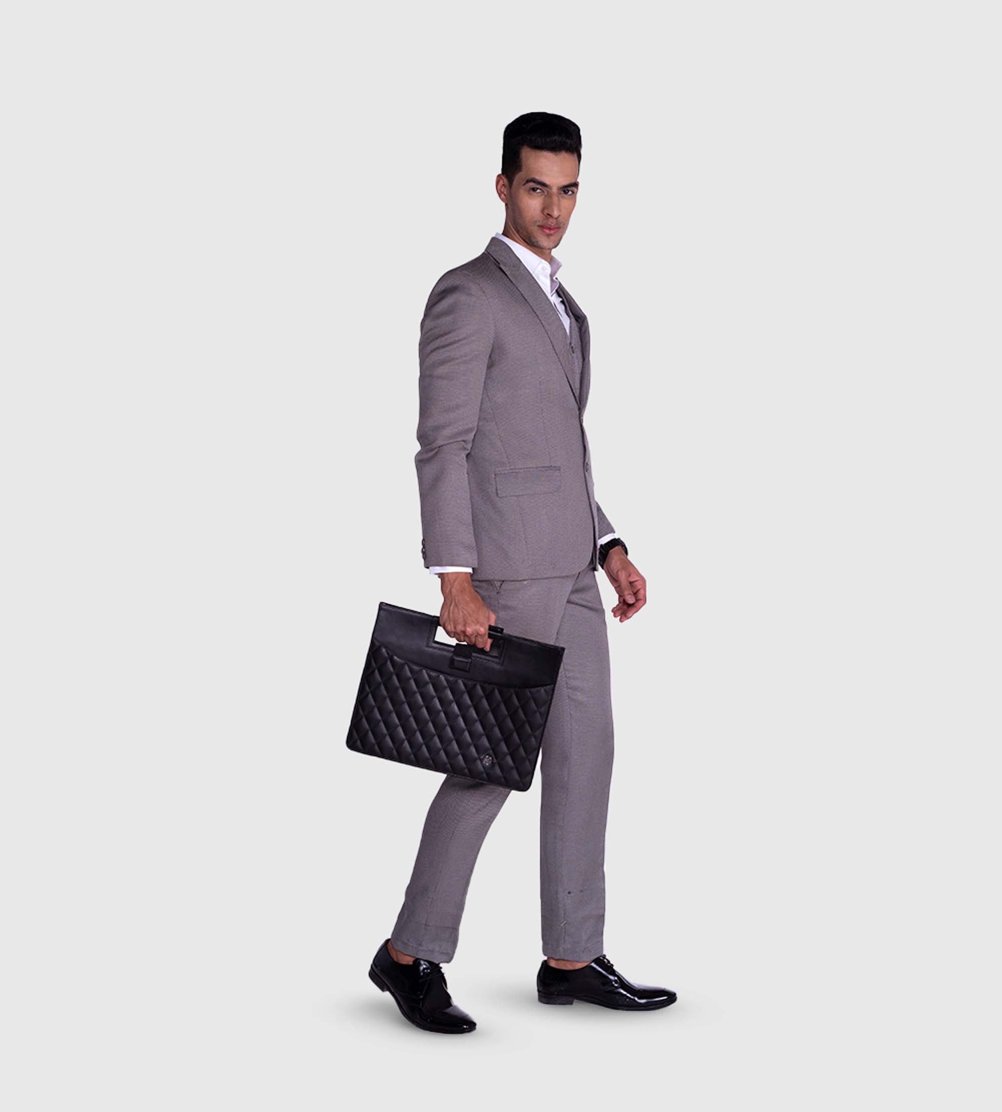 Noir Laptop Bag with Detachable Laptop Sleeve- Black