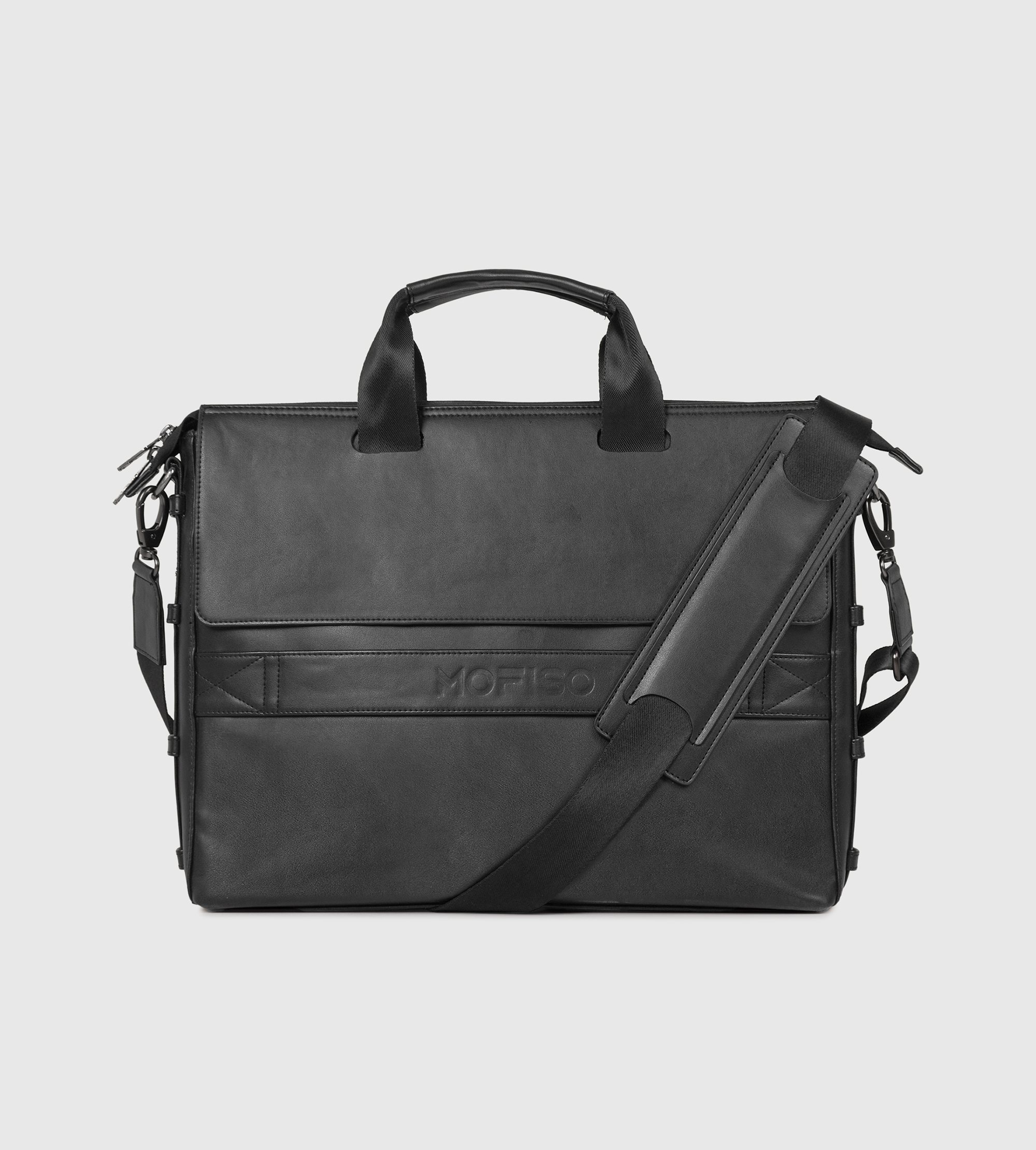 Noir Laptop Bag with Detachable Laptop Sleeve- Black