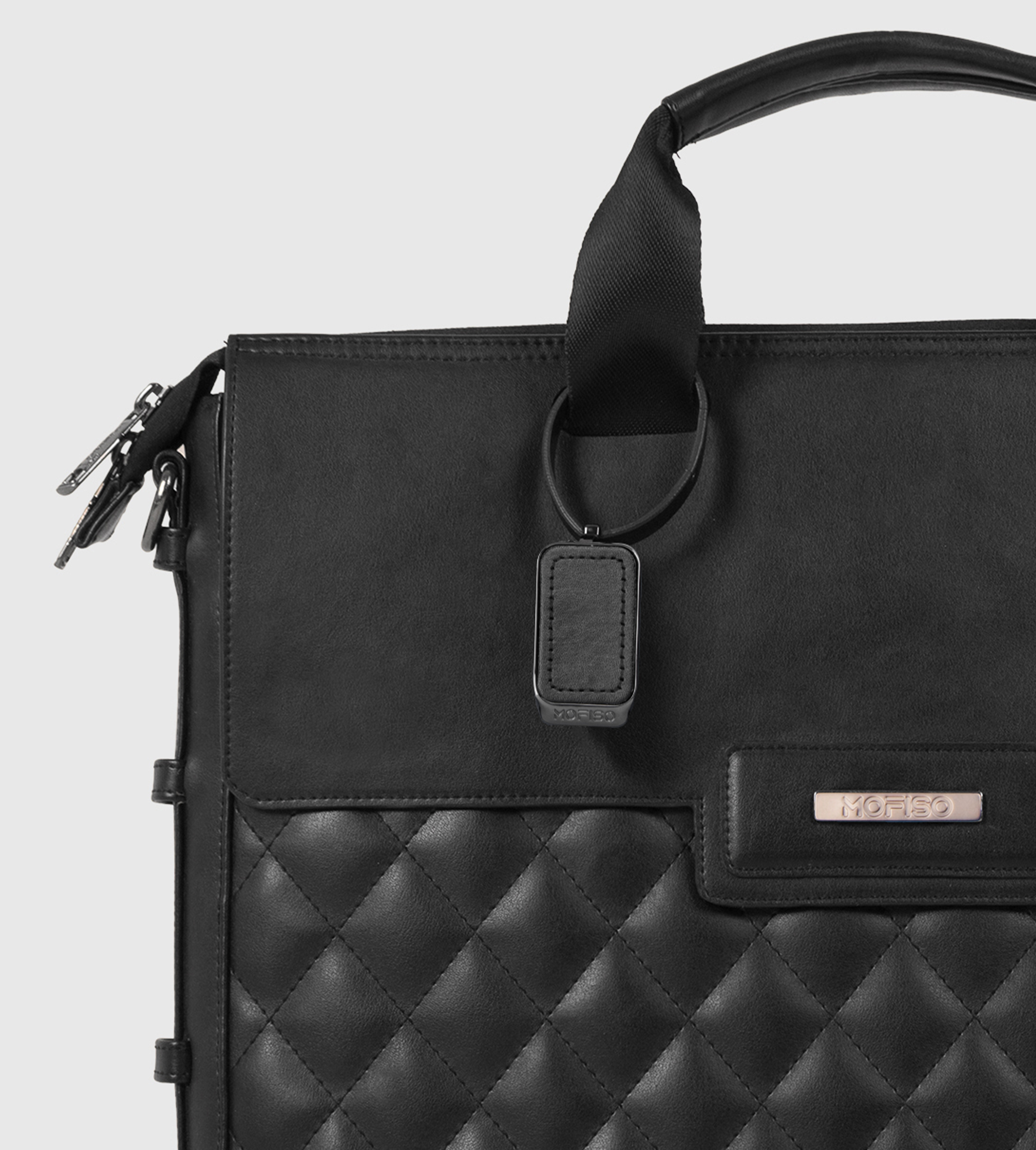 Noir Laptop Bag with Detachable Laptop Sleeve- Black