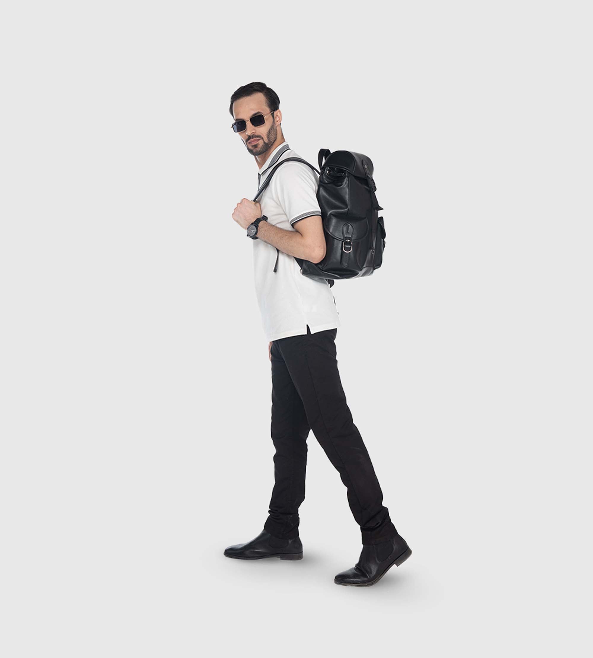 Noir Magnetic Lock Laptop Backpack- Black