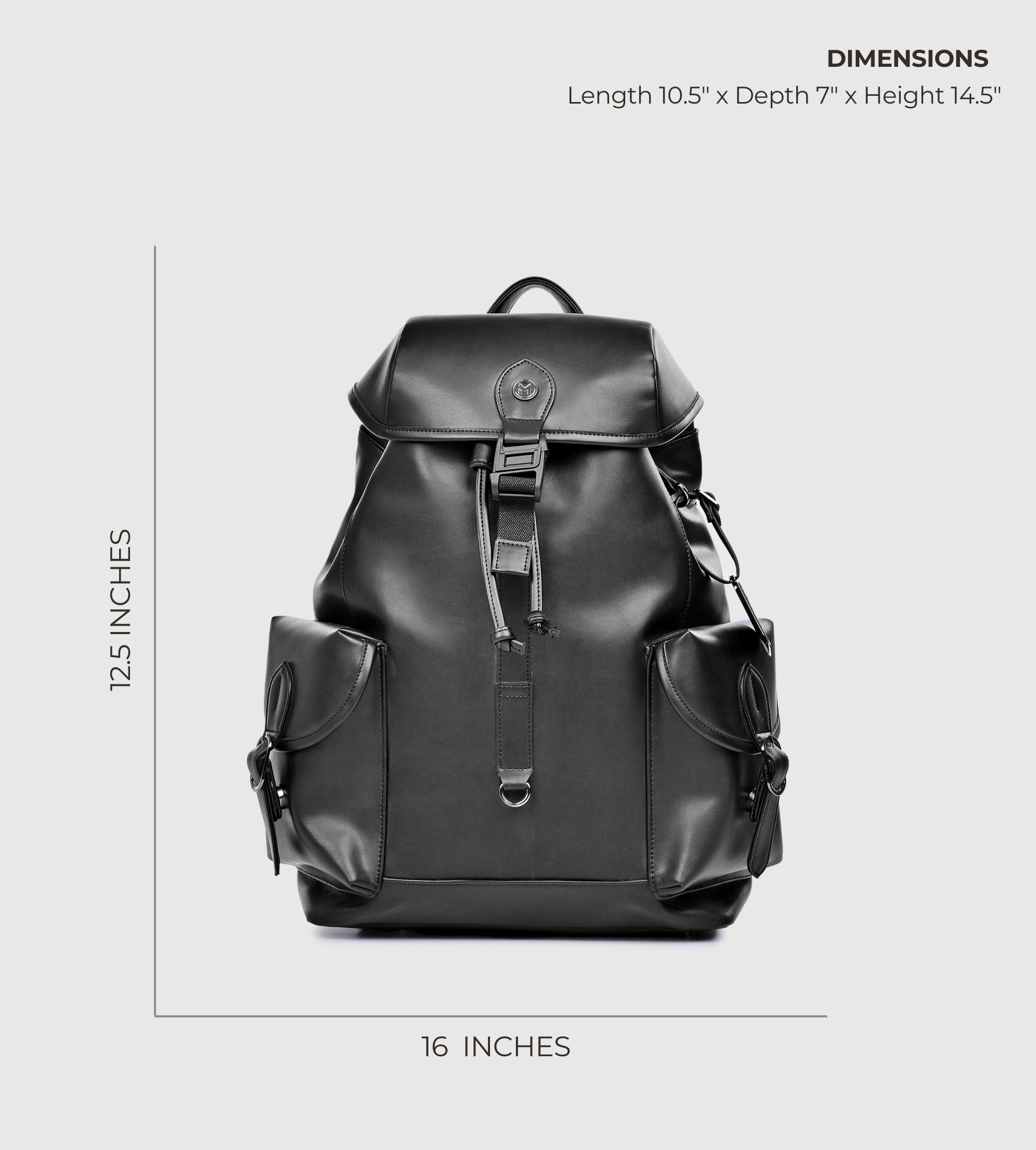 Noir Magnetic Lock Laptop Backpack- Black
