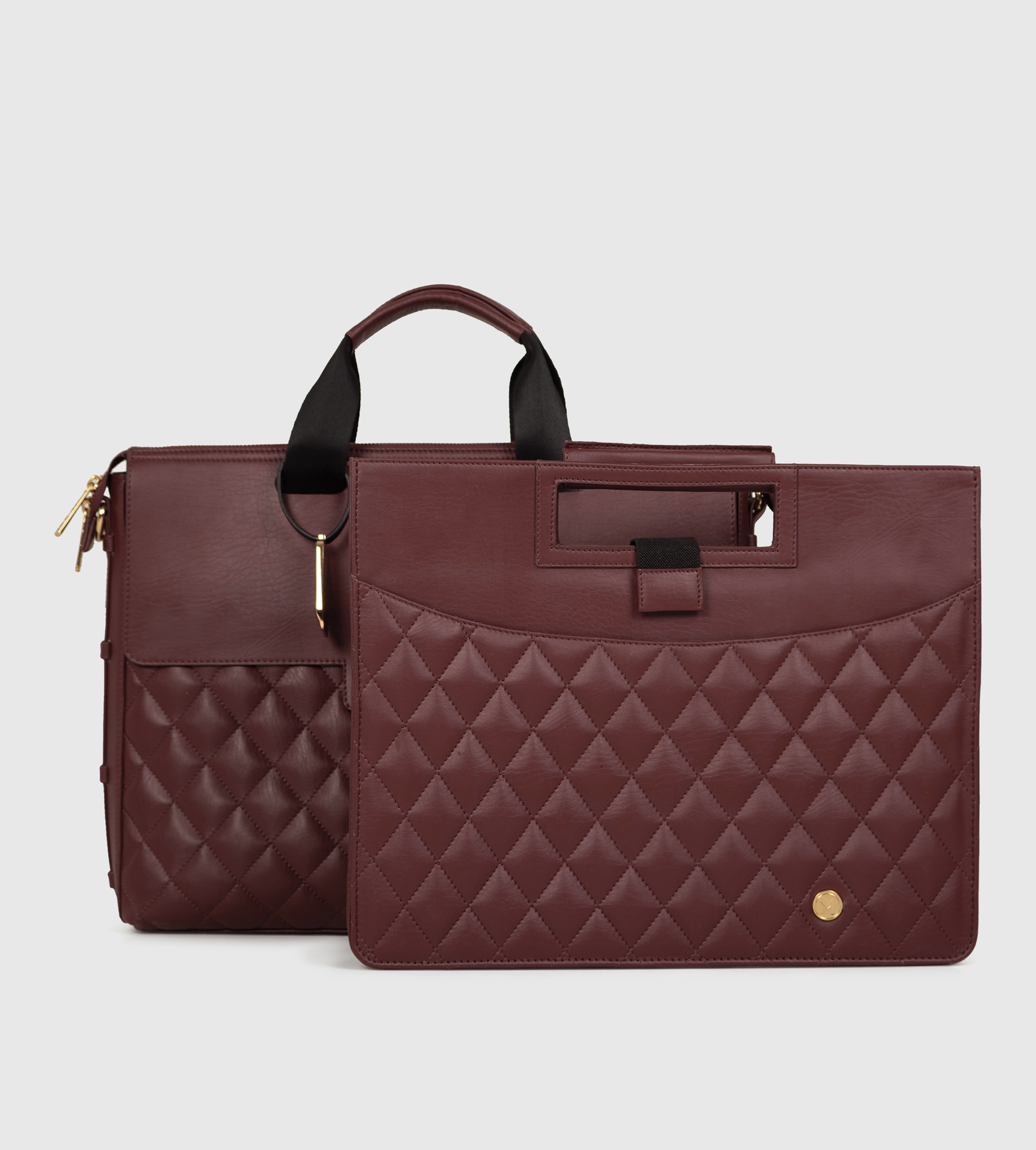 Noir Laptop Bag with Detachable Laptop Sleeve- Ox Red