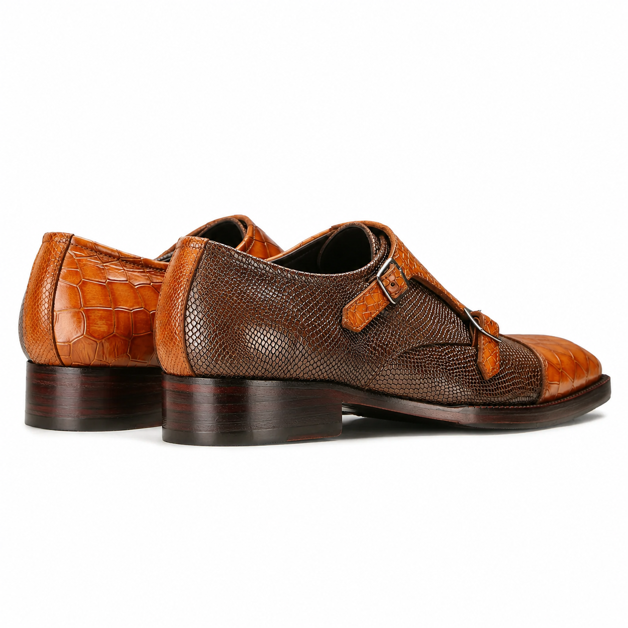 Neyson Designer Double Monks in Cognac-Brown