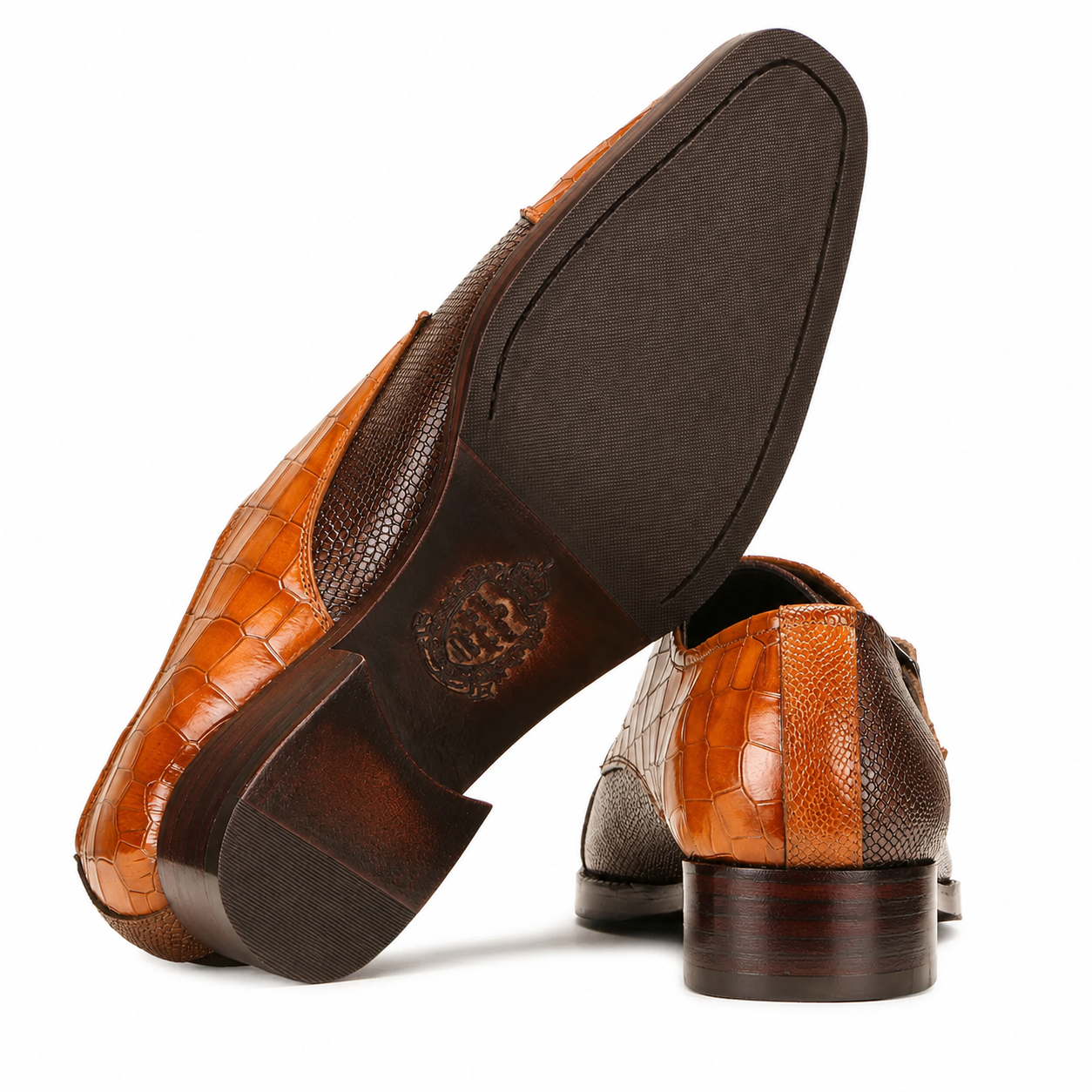 Neyson Designer Double Monks in Cognac-Brown