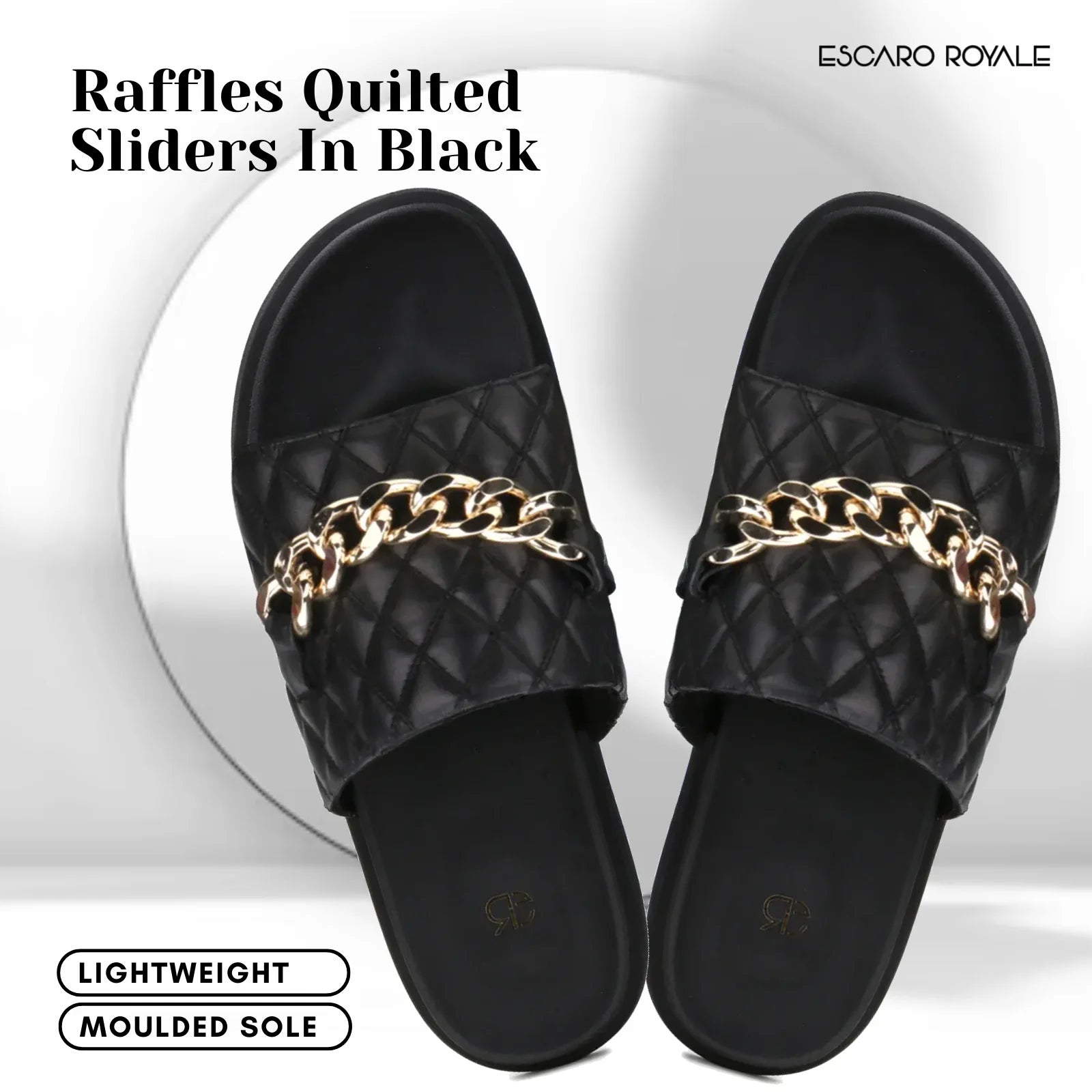 The Raffles Quilted Sliders In Black