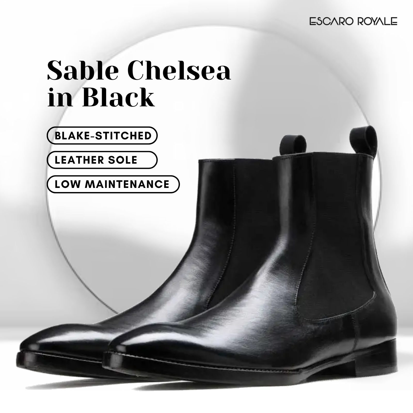 Sable Italian Chelsea Boots in Black