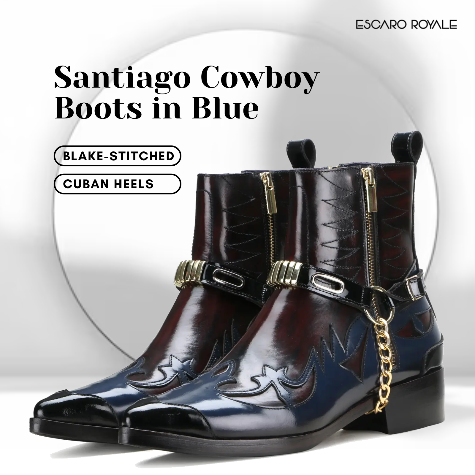 Santiago Cowboy Boots in Blue