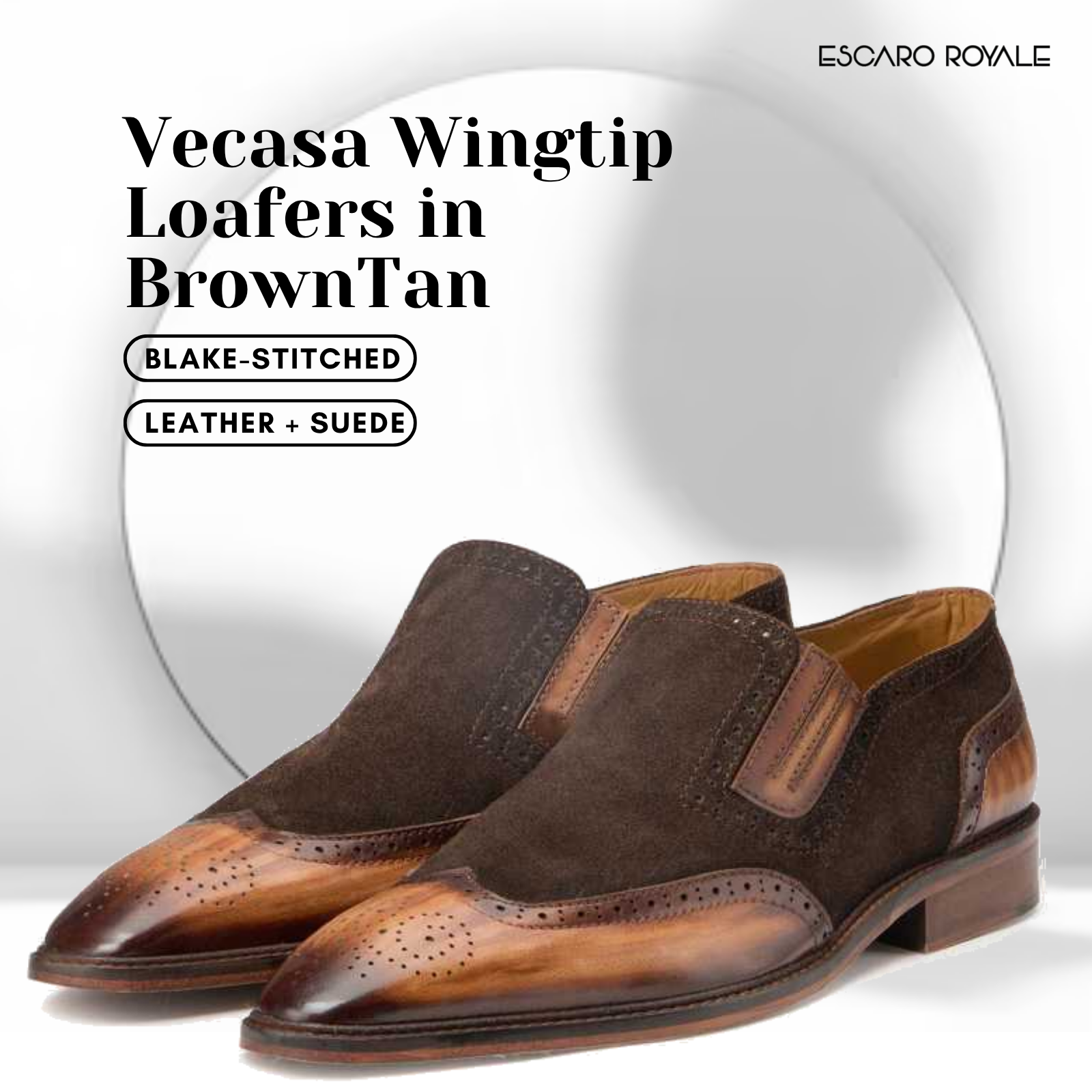 Vecasa Wingtip Loafers in BrownTan
