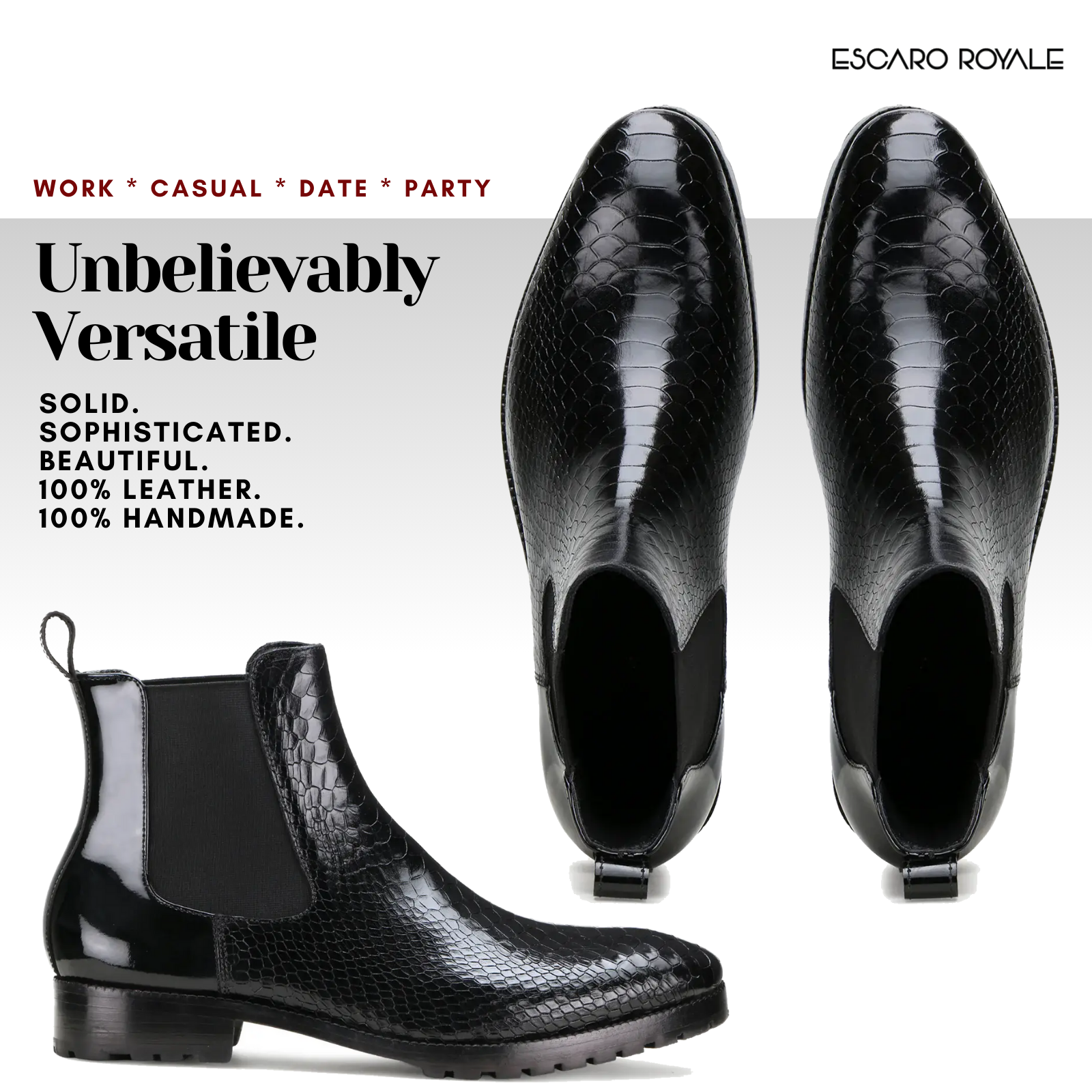 Goldbrow Embossed Chelsea Boots in Black