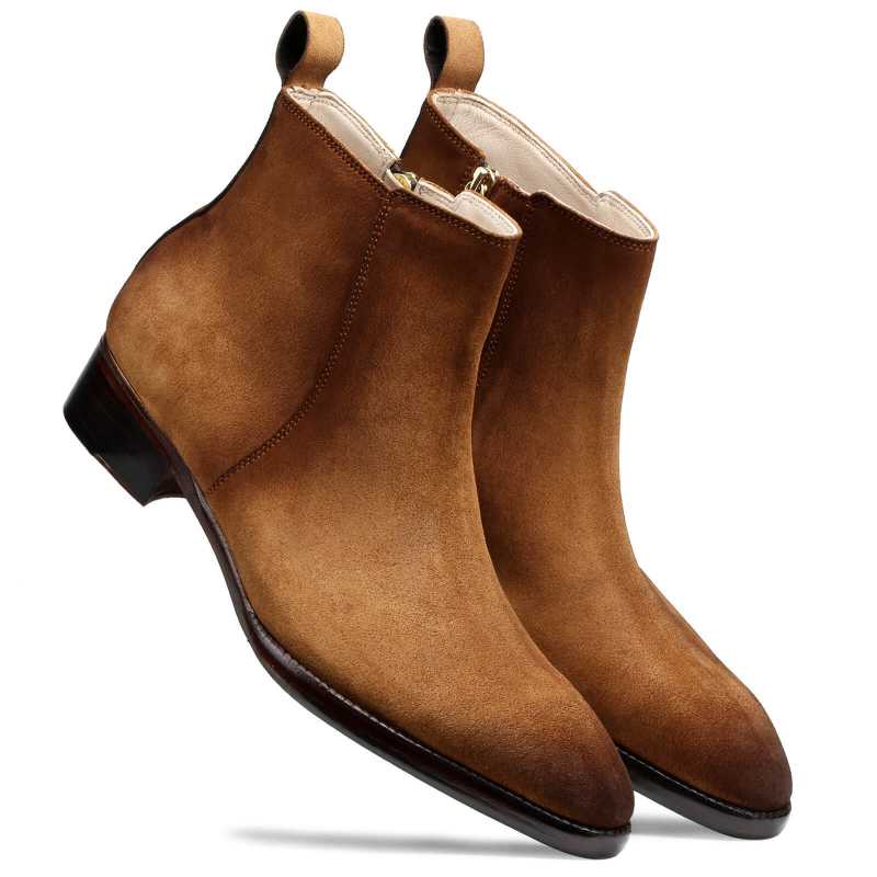 Carbine Zipper Boots in Tan Suede