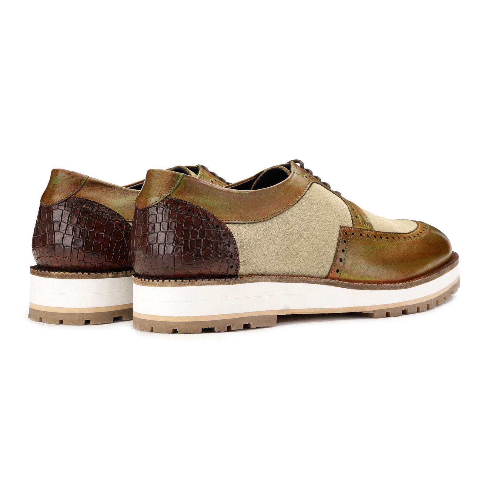 Stefano Designer Derby Shoes in olive