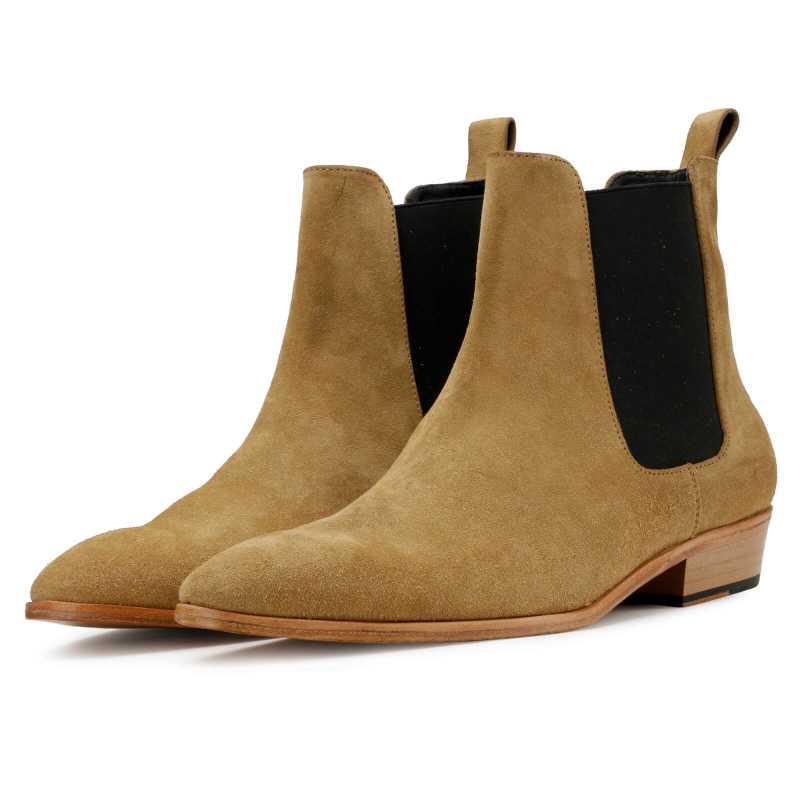 Iceman Chelsea Boots In Beige Suede