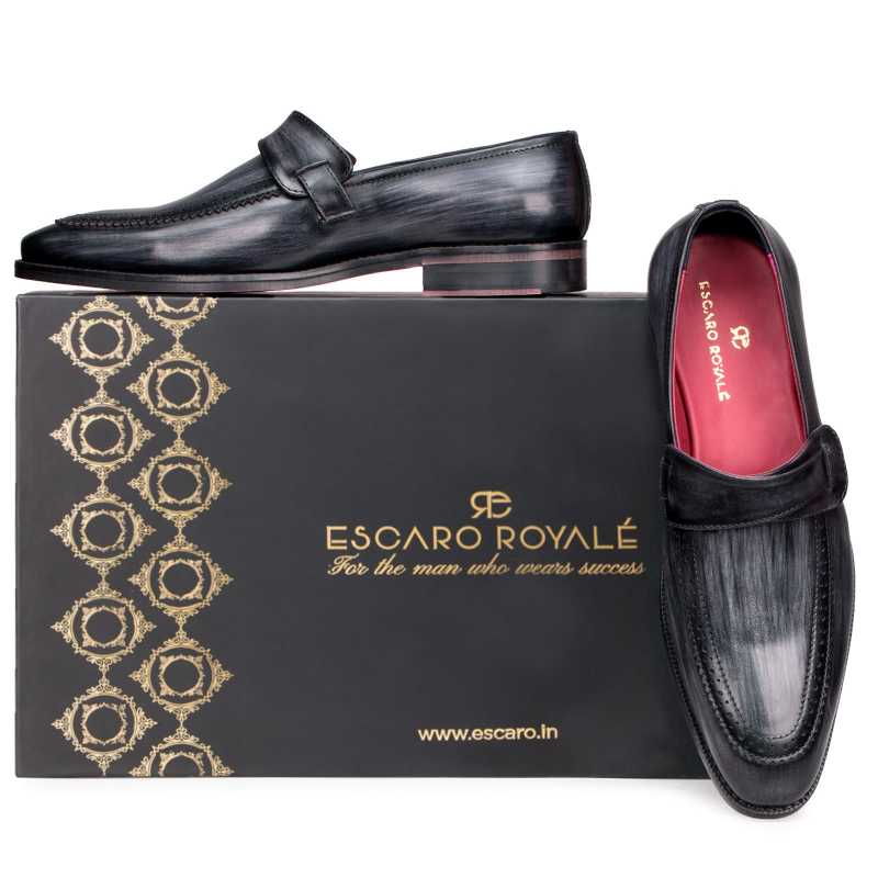 Grey Designer Penny Loafers