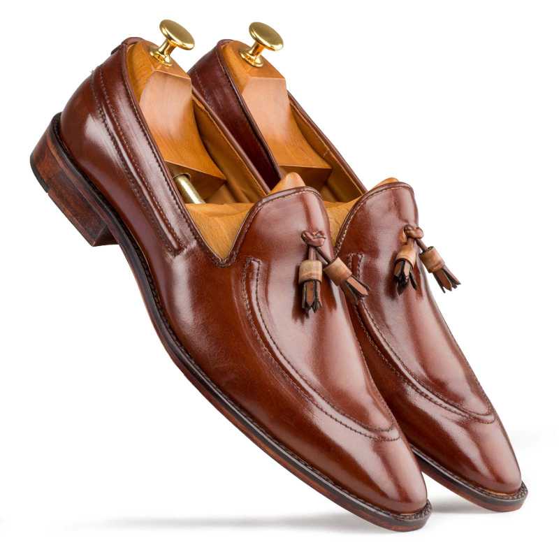 Brown Leather Tassel Loafers