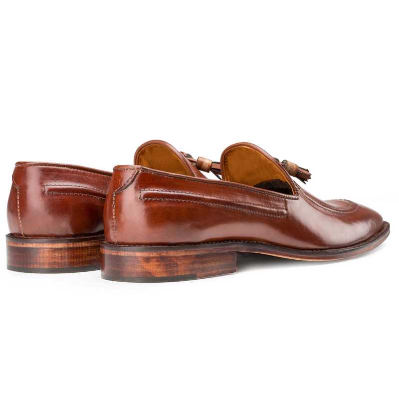 Brown Leather Tassel Loafers