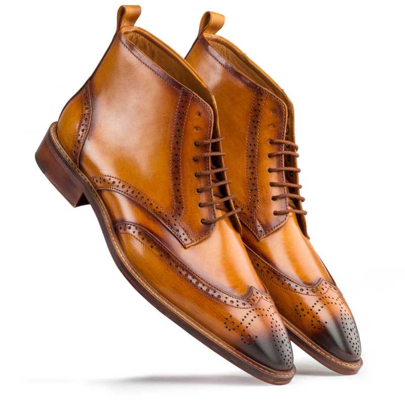 Tan Wingtip Brogue Chukka Boots